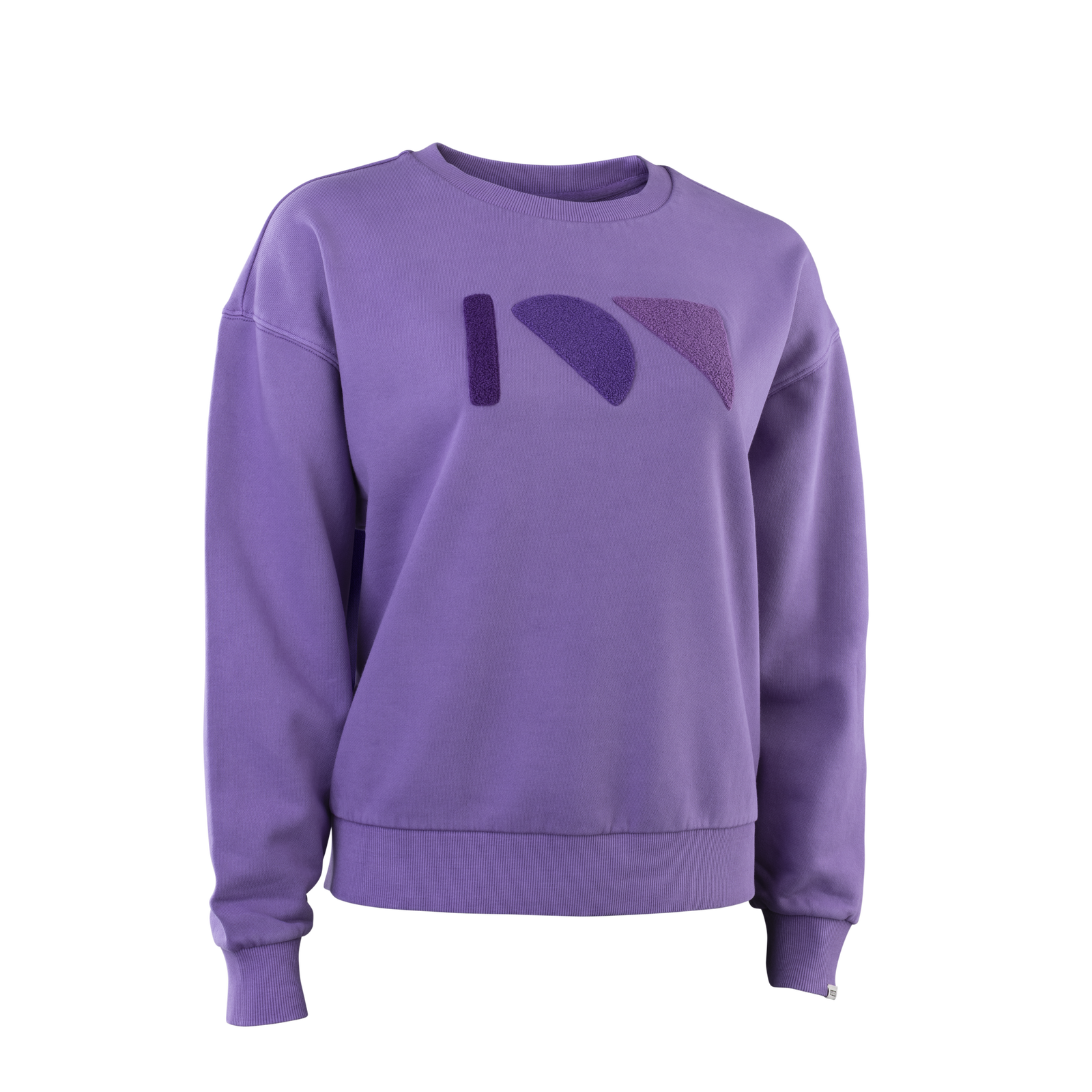 ION Mood women's sweater in medium purple with chenille embroidery