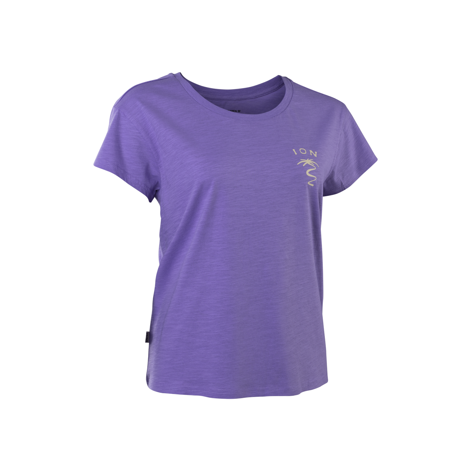 ION Stoked SS women's T-shirt in medium purple organic cotton with ION chest graphic
