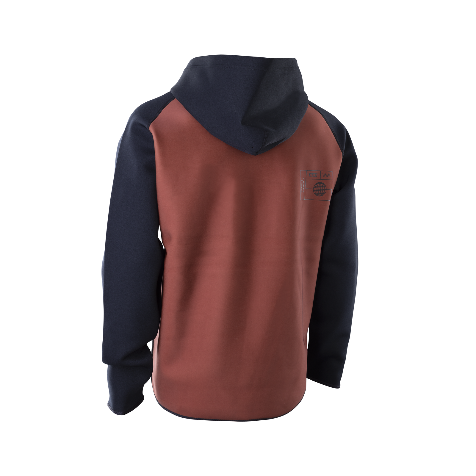 ION Neo Hoody Lite men neoprene hoodie in rust and dark navy back view