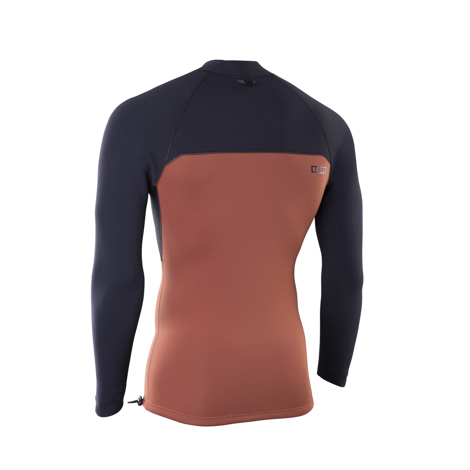 ION Neo Top 2/2 LS men's neoprene top in dark charcoal and terracotta back view