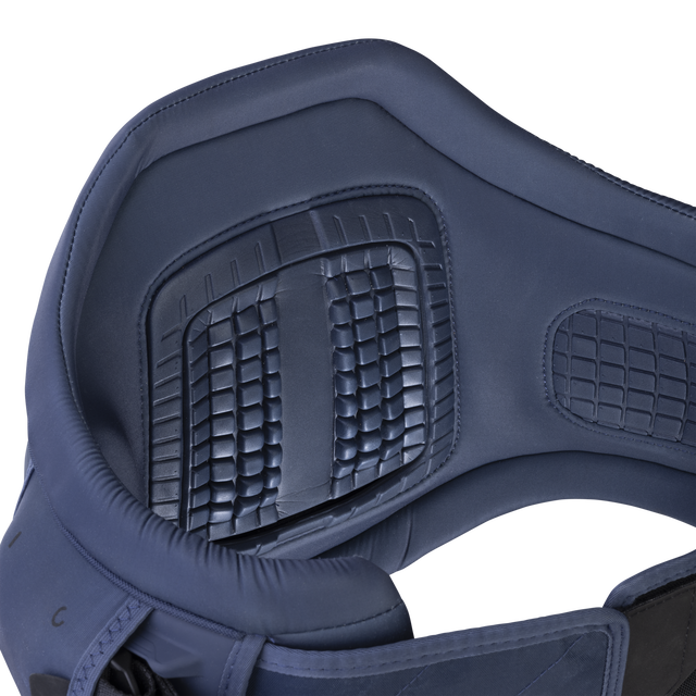 Harnais de taille ION Apex en blue nights – détail du support lombaire Ergo Pad et 3D Plus Spine