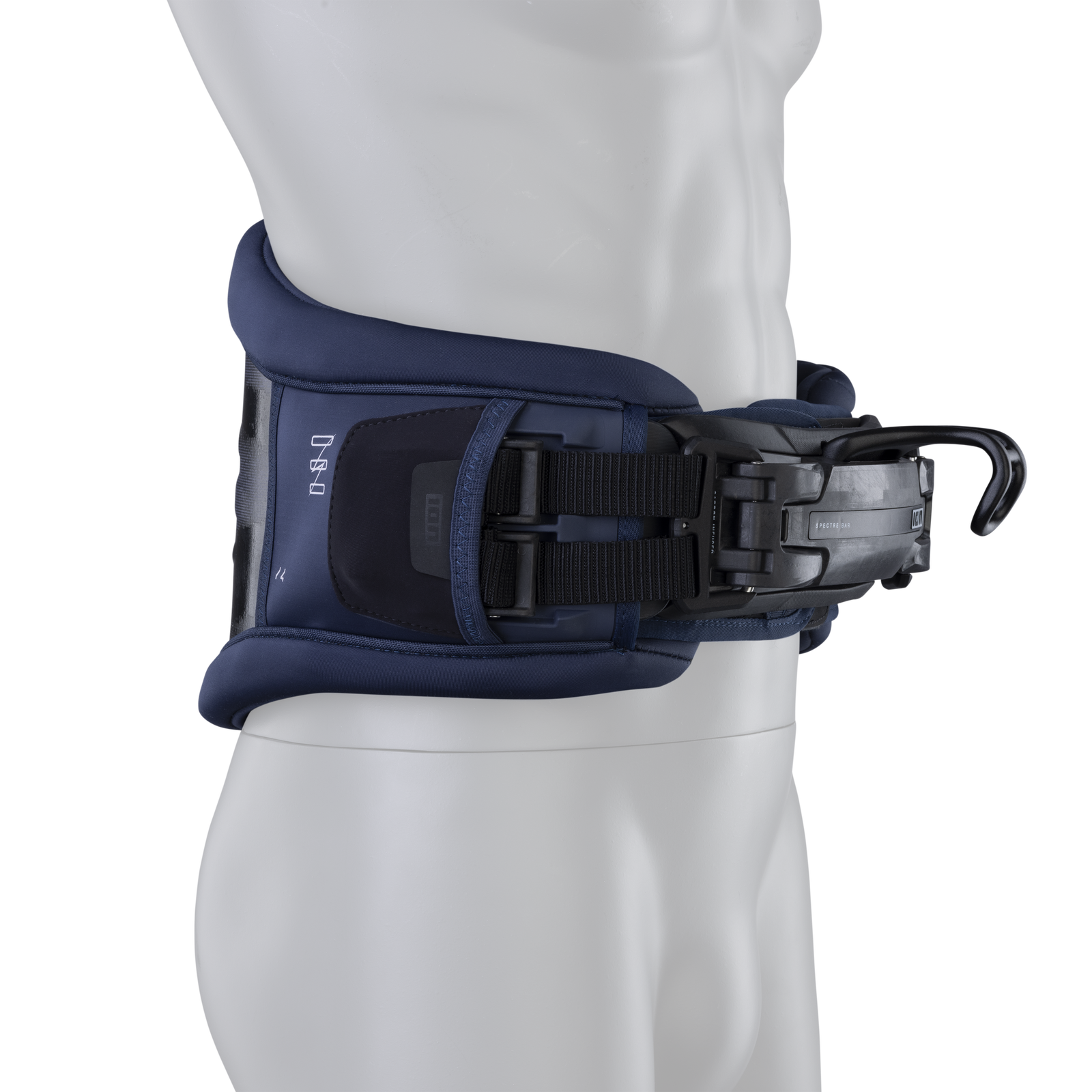 ION Icon CURV waist windsurf harness in blue nights with Spectre Bar 2 hook