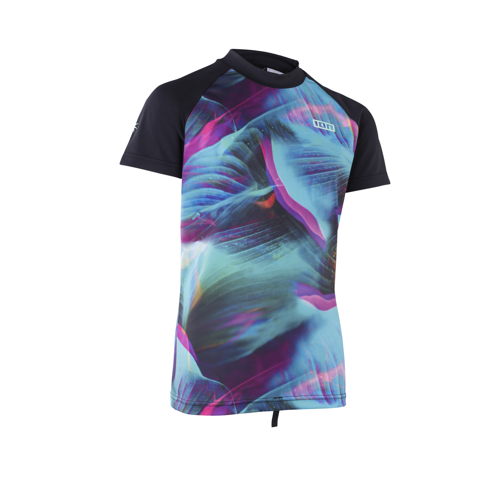 ION Capture short-sleeve rashguard girls in black, blue and magenta