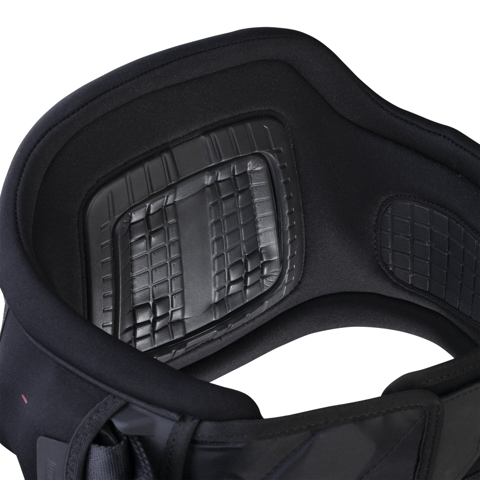 ION Nova waist harness in black – Ergo Pad back plate detail with grid pattern