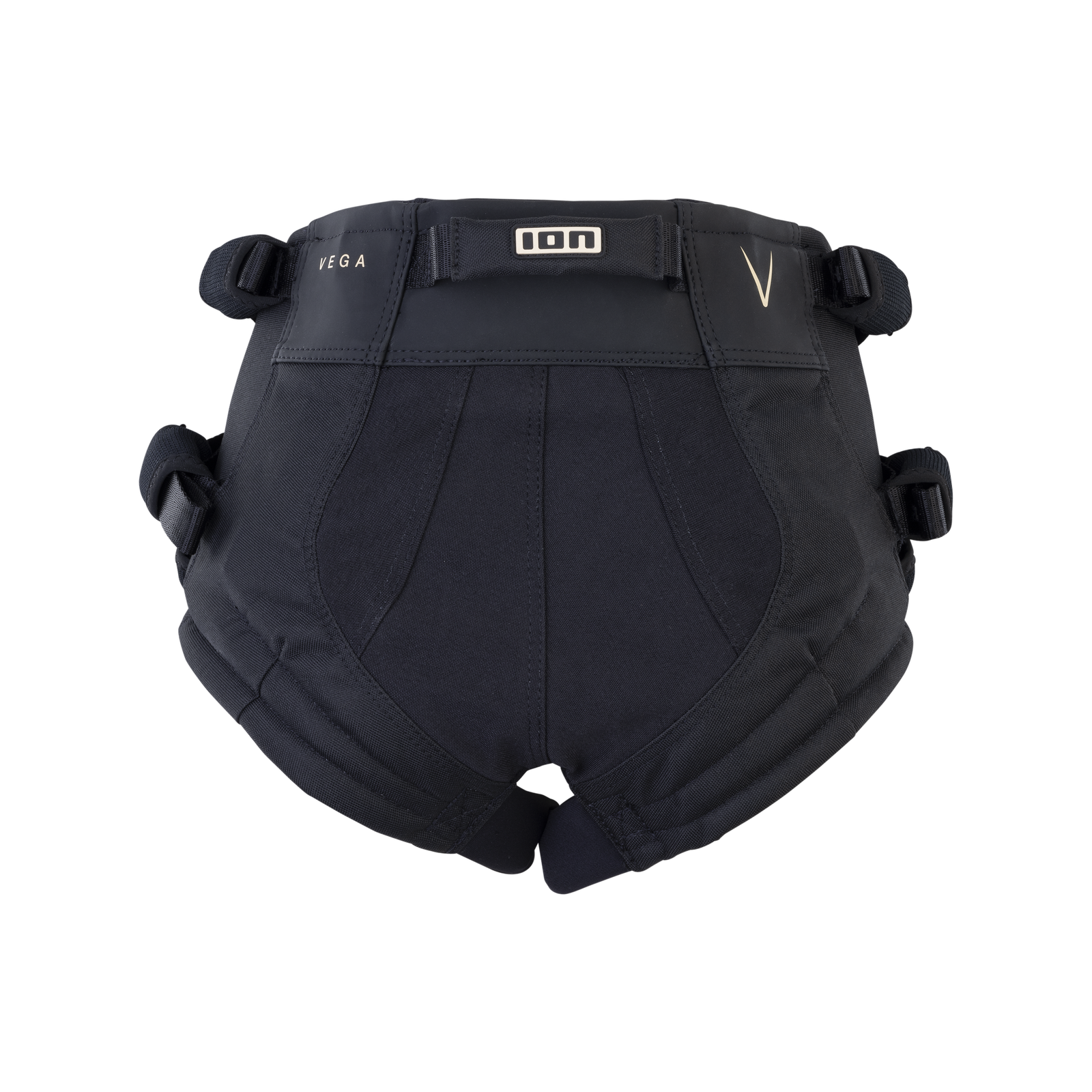 ION Vega seat harness in black with padded seat panel and PVC buckles