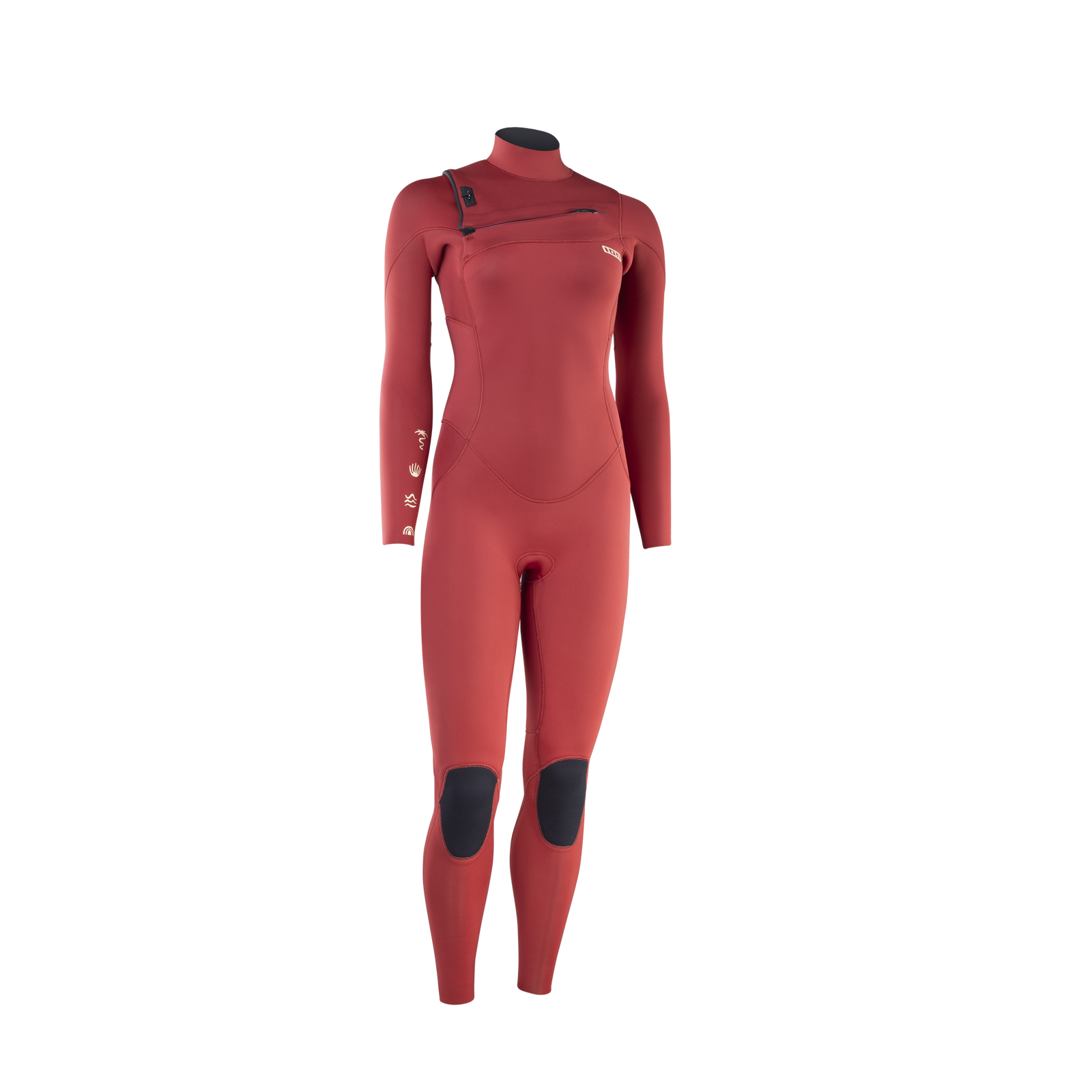 ION Amaze Core 3/2mm front-zip fullsuit wetsuit in dark red