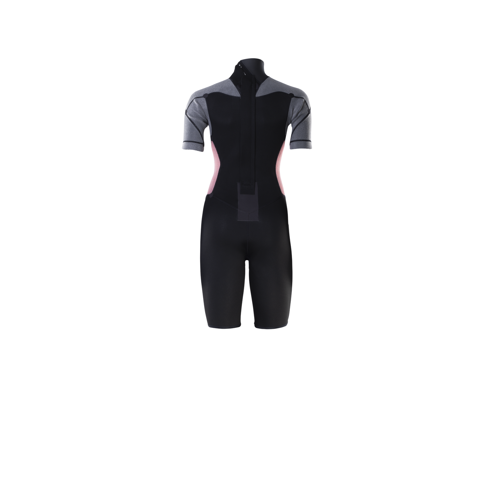 ION Element shorty muta 2/2mm manica corta back-zip donna in nero, grigio e rosa