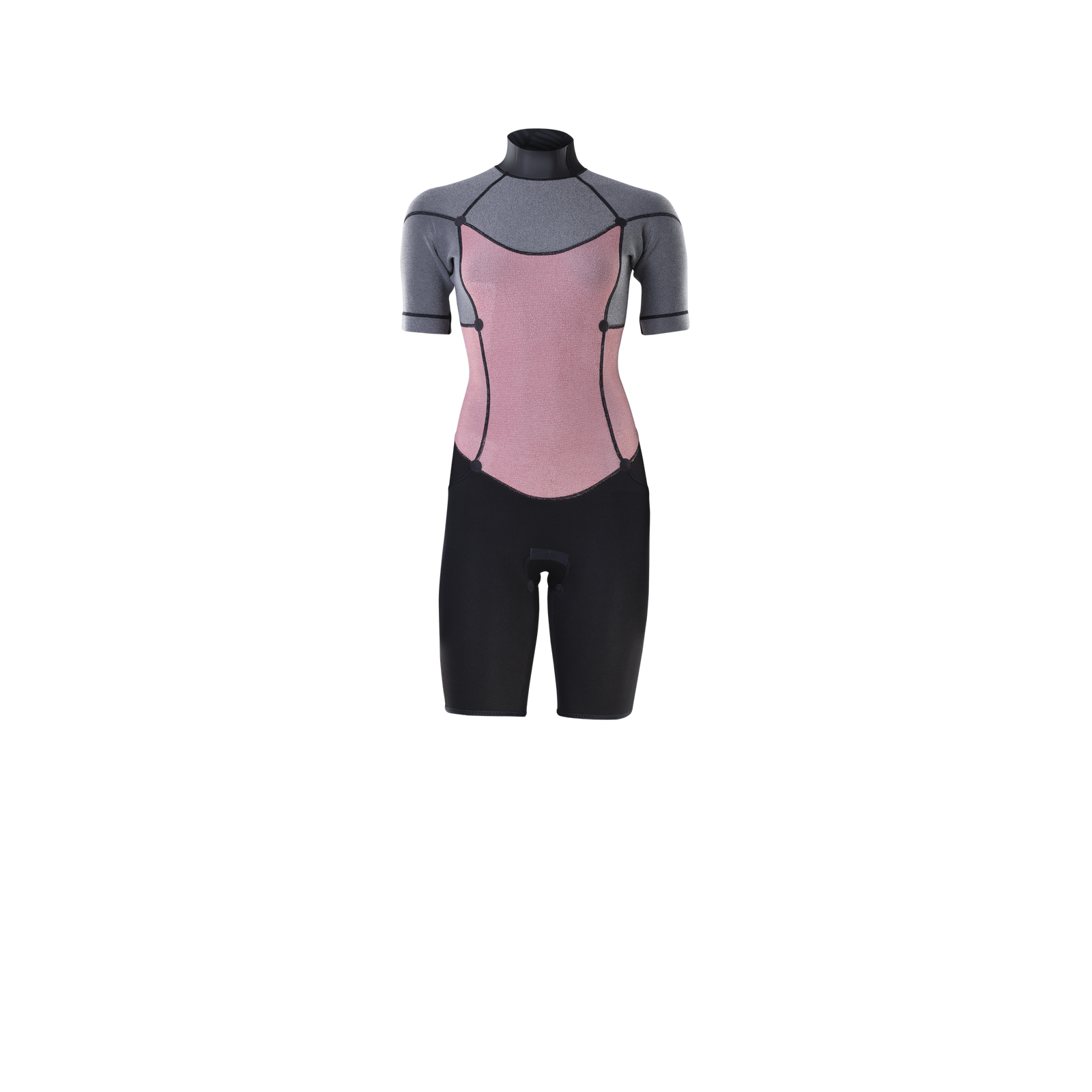 ION Element muta shorty donna 2/2mm zip dorsale in antracite, rosa antico e grigio