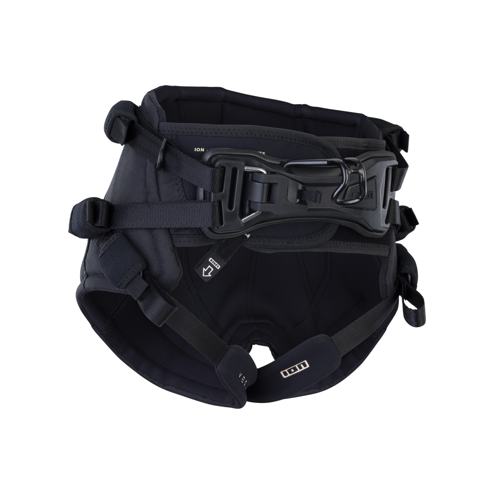 ION Vega seat harness in black with spreader bar front view