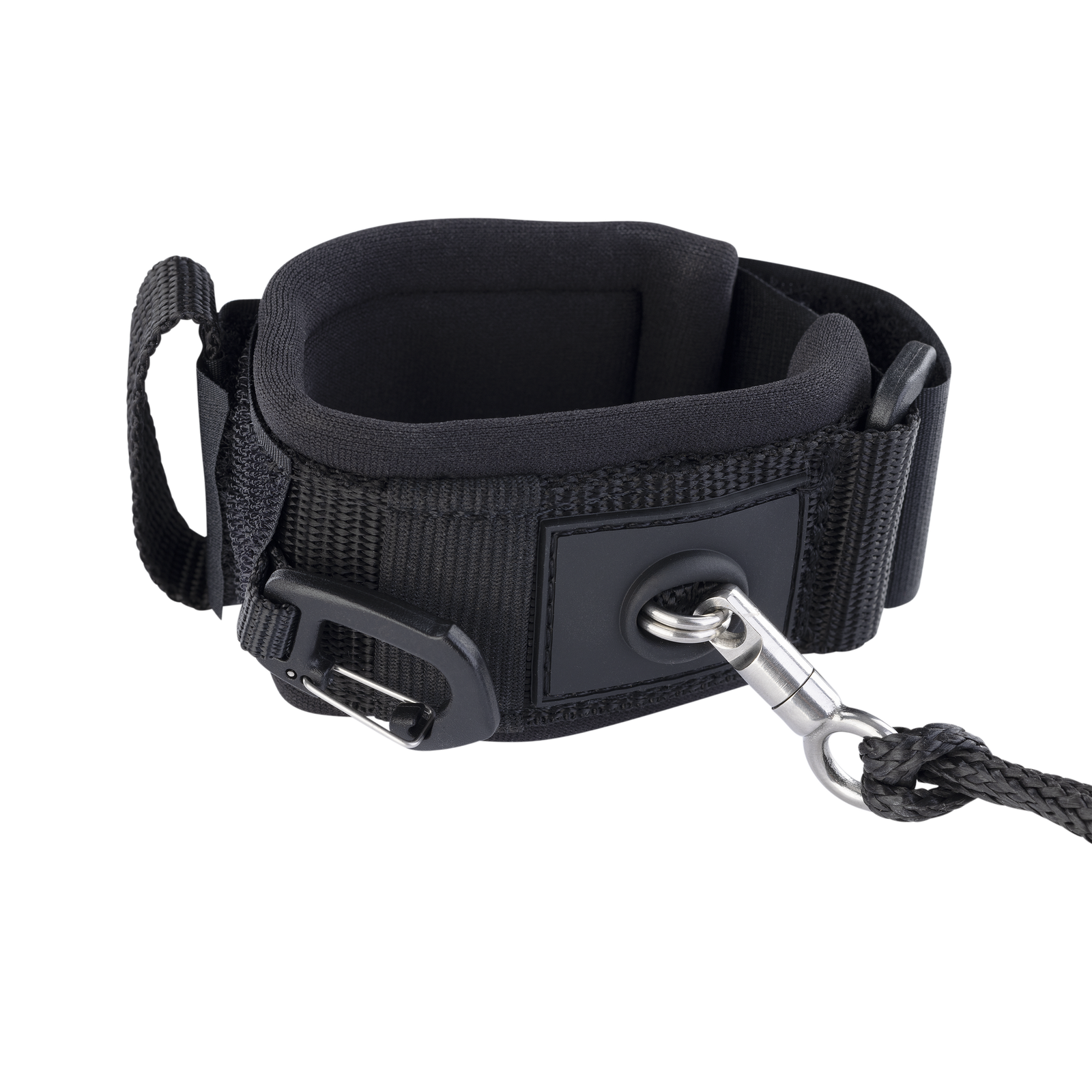 ION Wing Leash Core Dyneema wrist cuff in black with swivel snap connector