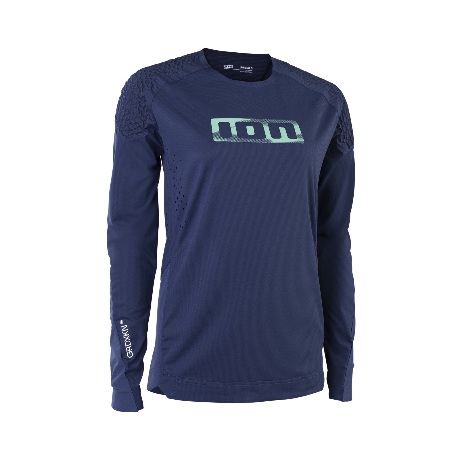 ION GRDXKN Scrub Select long-sleeve cycling jersey in navy blue for downhill mountain biking