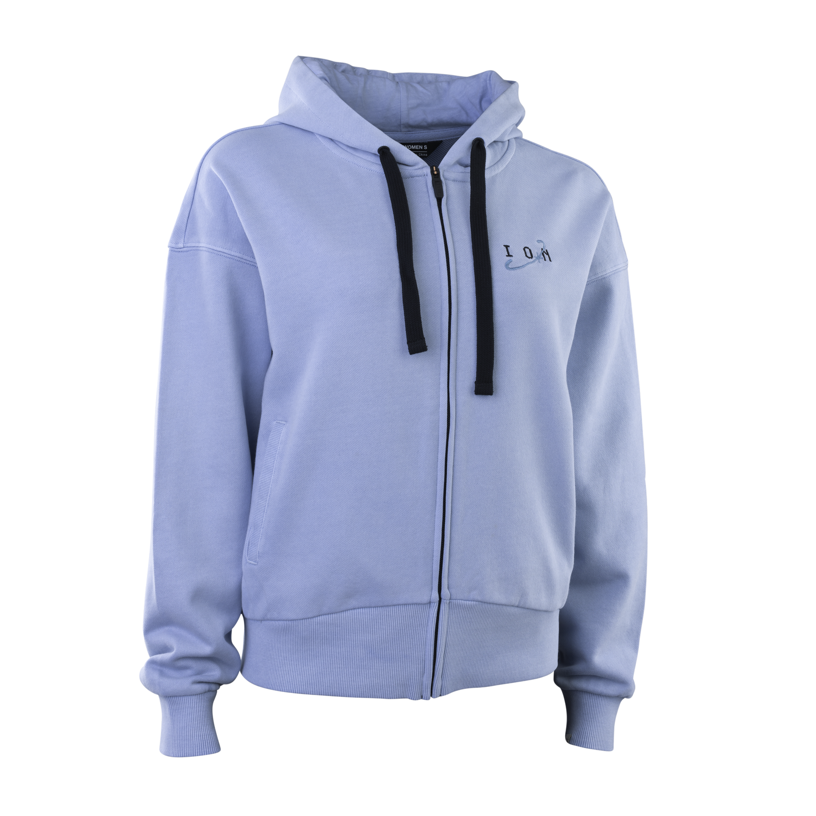 ION No bad days women's zip hoodie in lavender blue with full zip and hood
