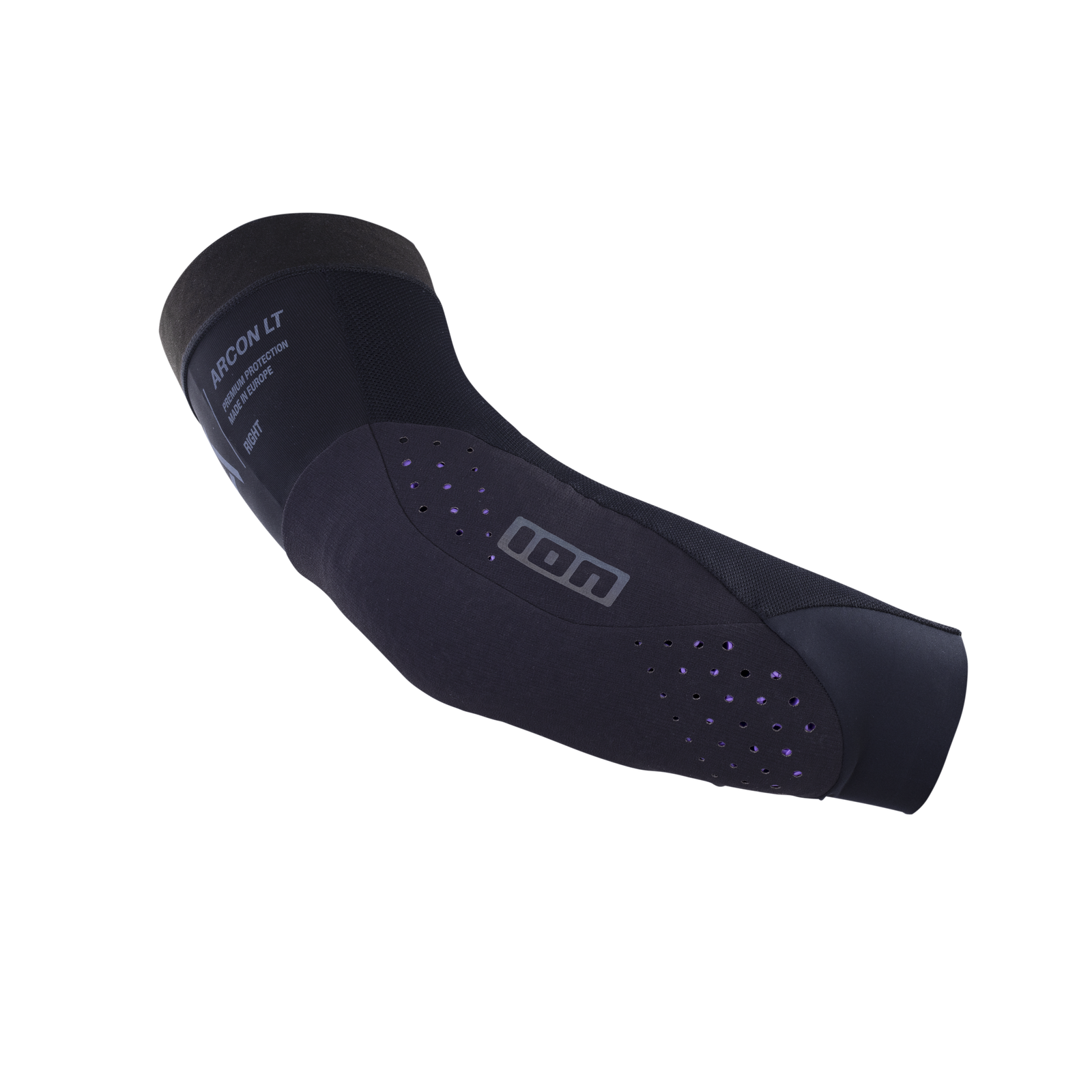 ION Bike ARCON LT unisex elbow guard in black with CE Level 2 RE ZRO protection and laser-cut ventilation