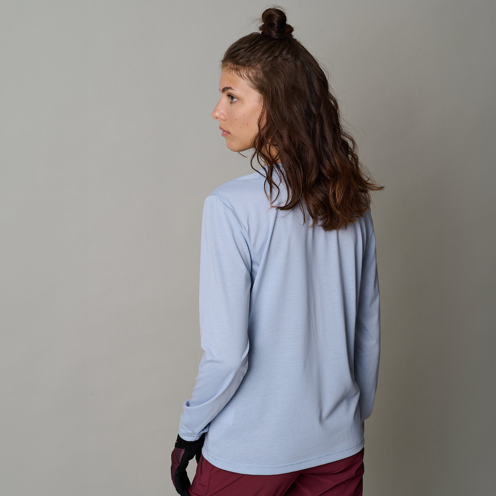 Maillot cyclisme manches longues ION Bike Ionic LS DR femme en bleu clair – vue dos
