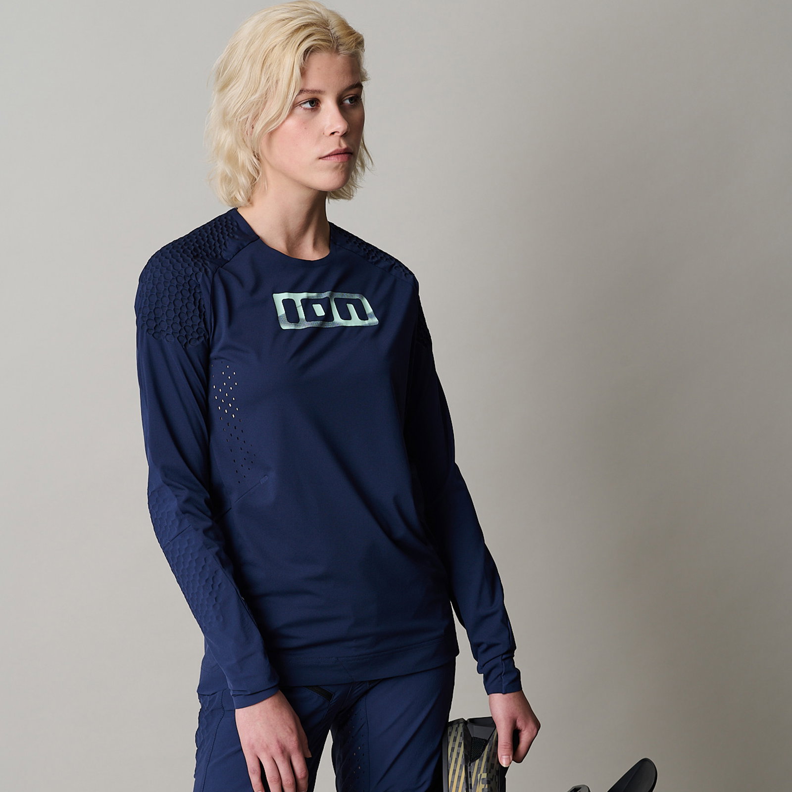 ION GRDXKN® Scrub Select cycling jersey long sleeve in navy for downhill and mountain biking