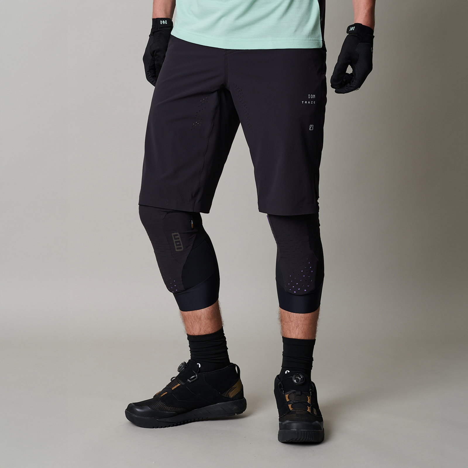 ION Traze Amp cycling shorts men in black for mountain biking