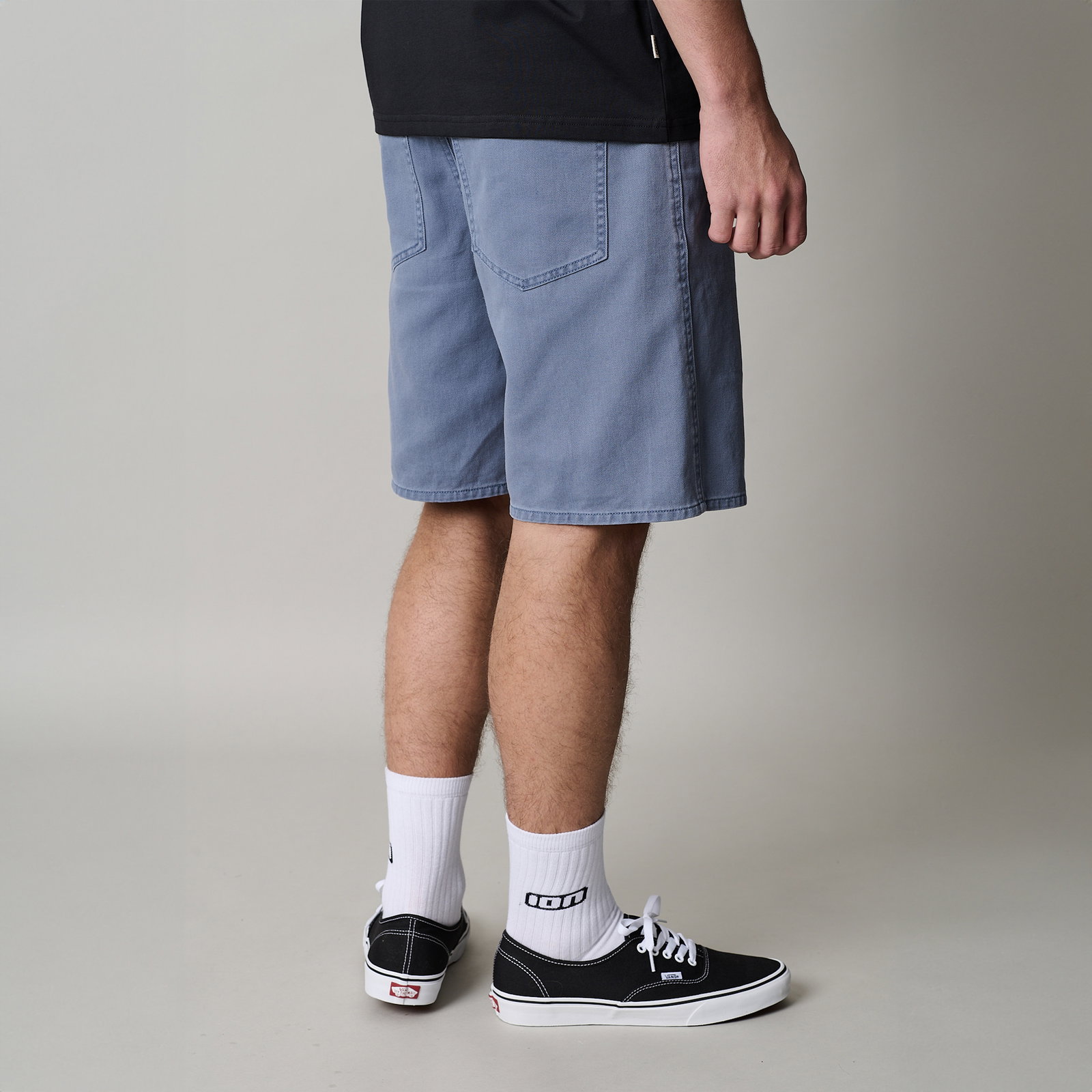 ION Denim Shorts men in washed slate blue with relaxed fit, side view