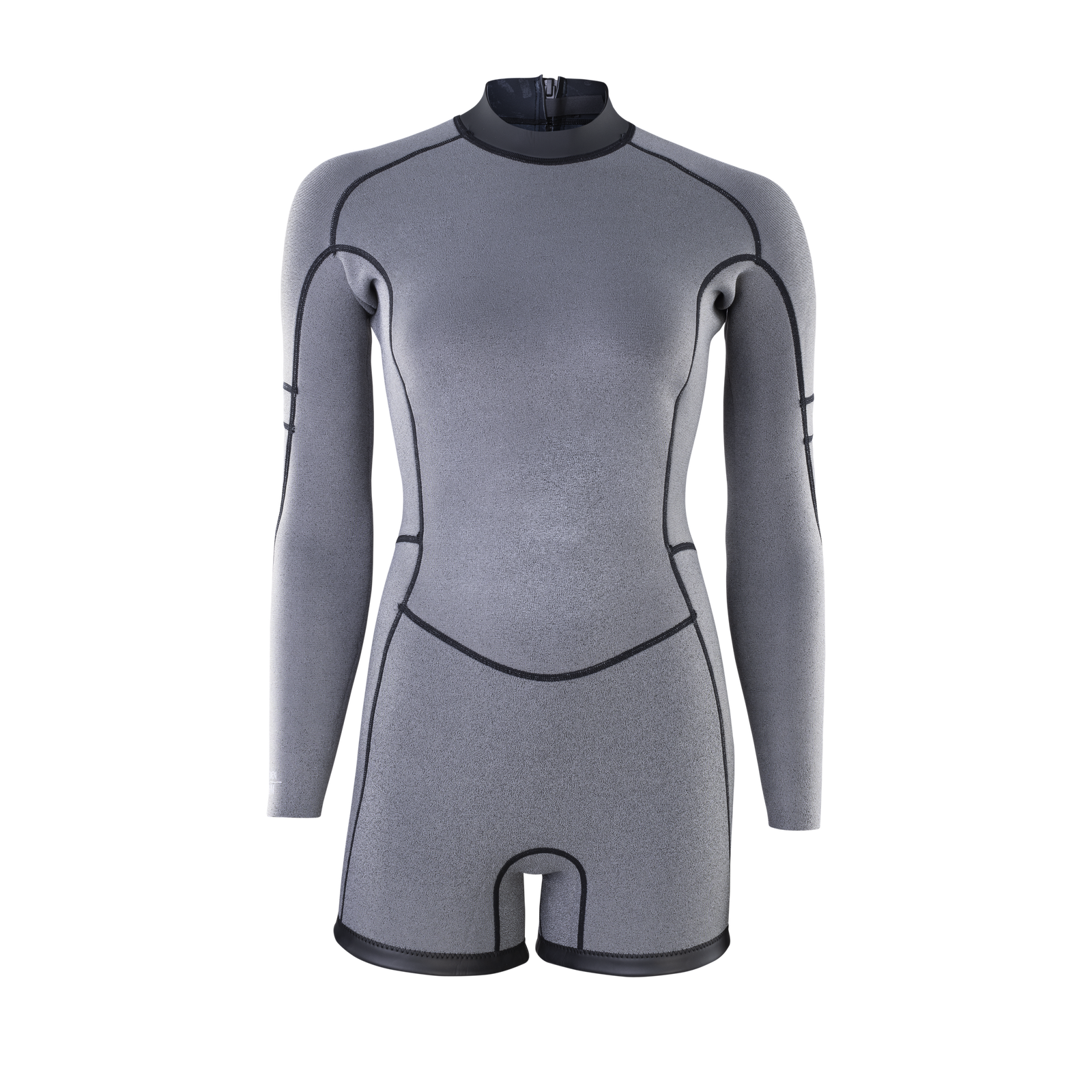 ION Amaze Shorty 2.0 LS 2mm Langarm-Shorty mit Rückenreißverschluss in heathergrau und schwarz