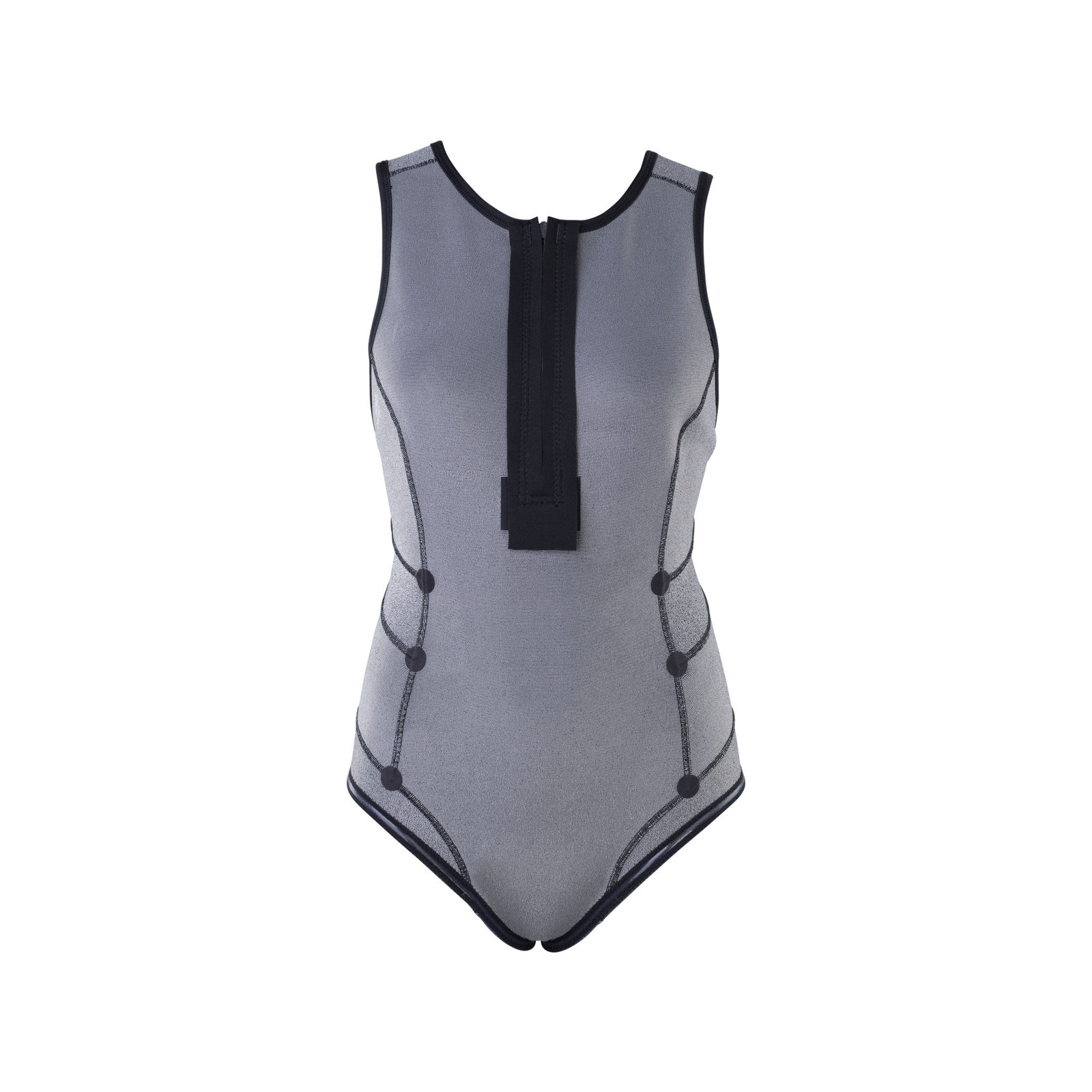 ION Amaze V-Back 1.5mm neoprene swimsuit women front zip in charcoal grey and black