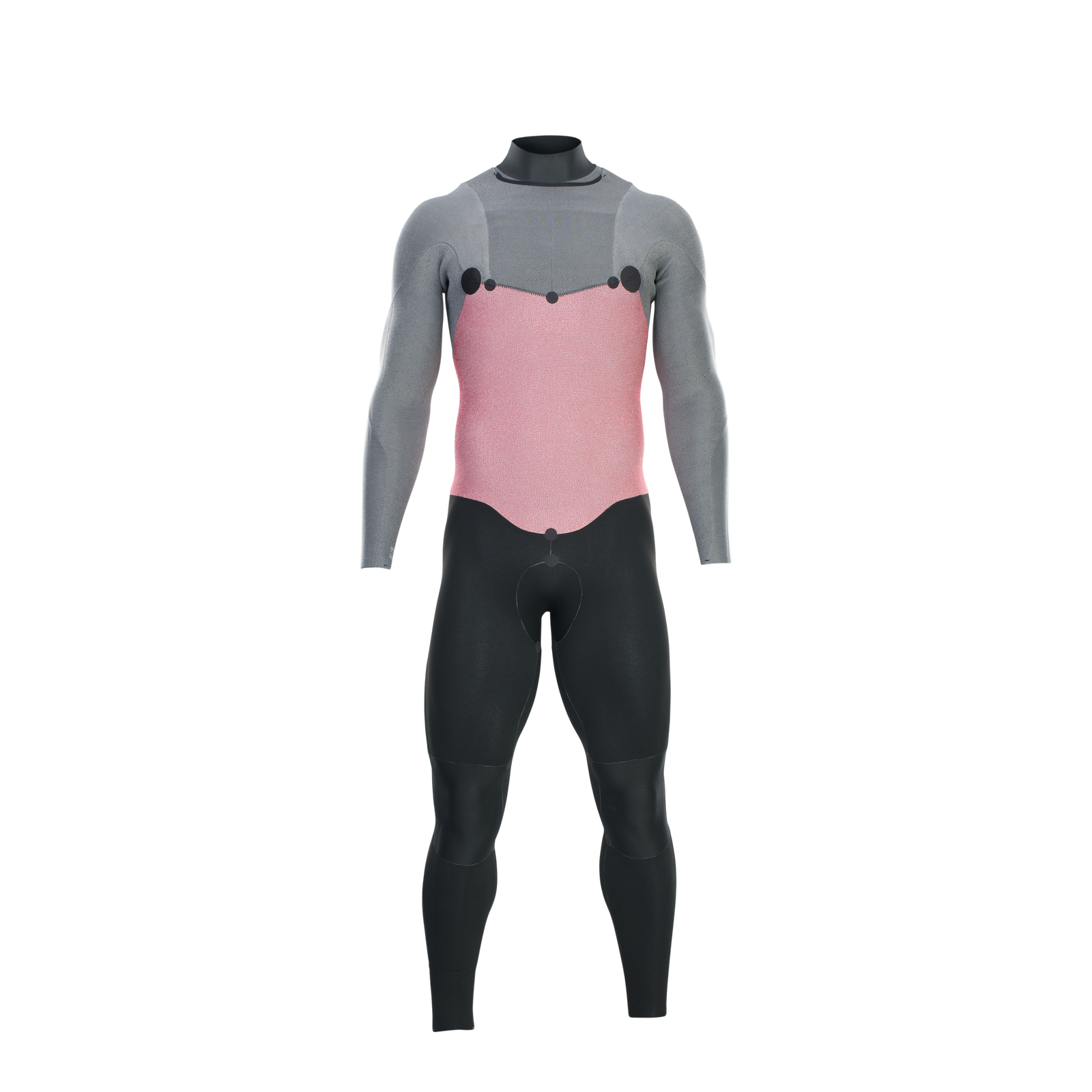Combinaison néoprène ION Element 5/4mm zip frontal homme en noir, gris et rose