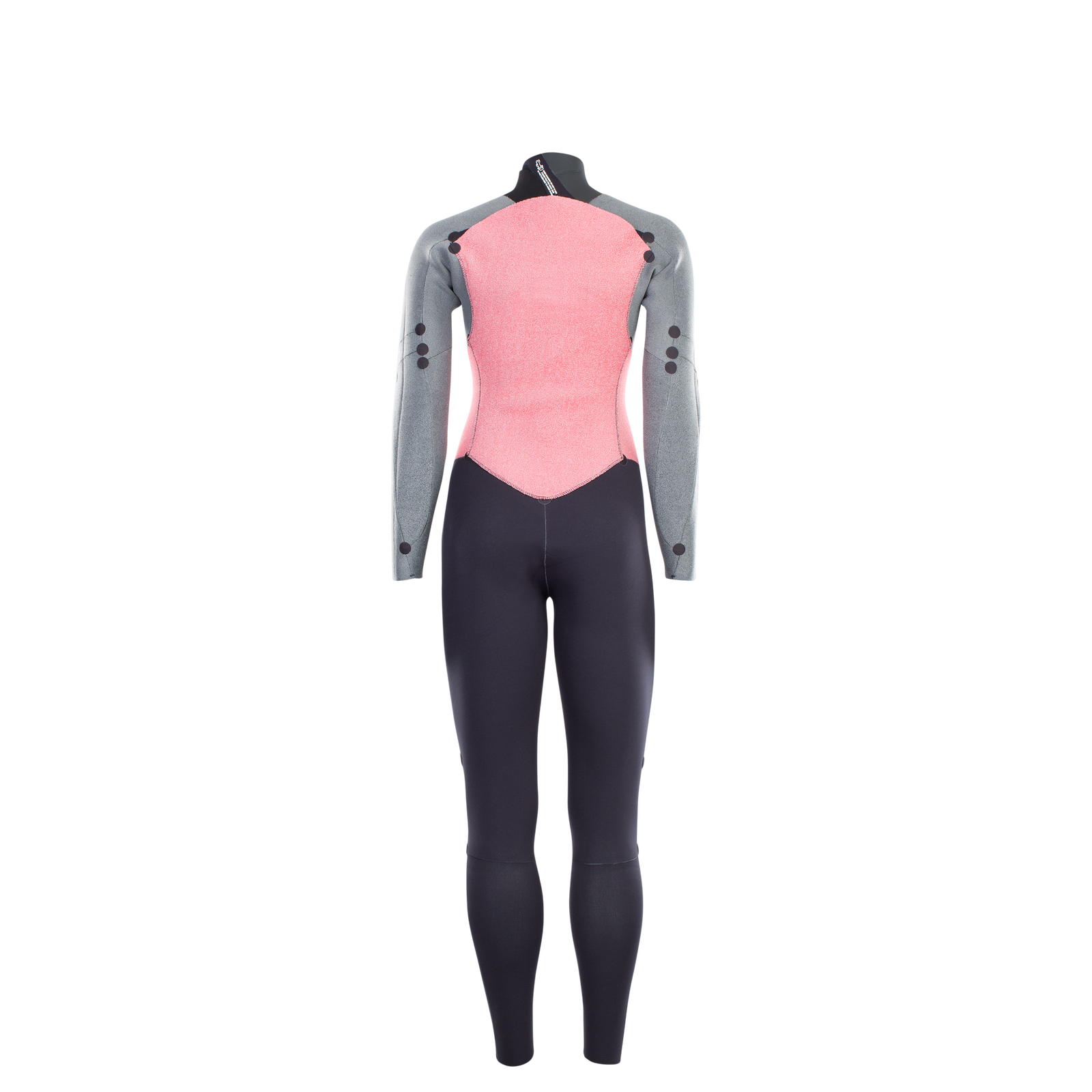 ION Element 4/3mm back-zip women's fullsuit wetsuit in charcoal, grey and salmon pink