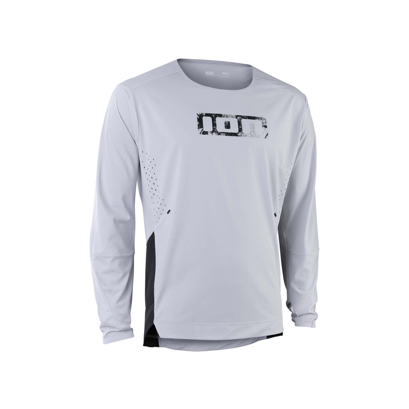 ION Scrub Amp long-sleeve cycling jersey for men in light grey for freeride and downhill