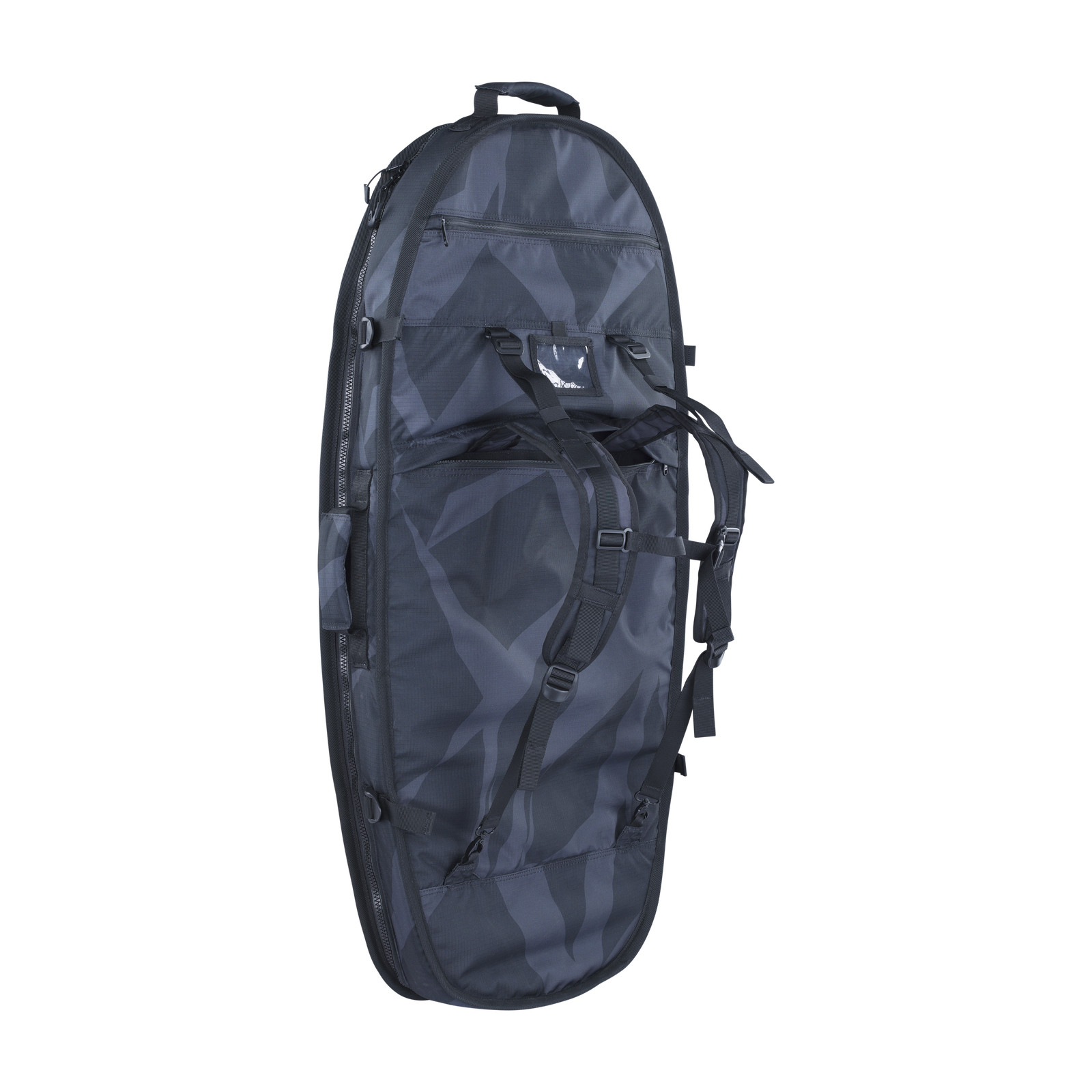 ION Pump Foil Boardbag Tec 3'4'' in charcoal black with backpack carry system