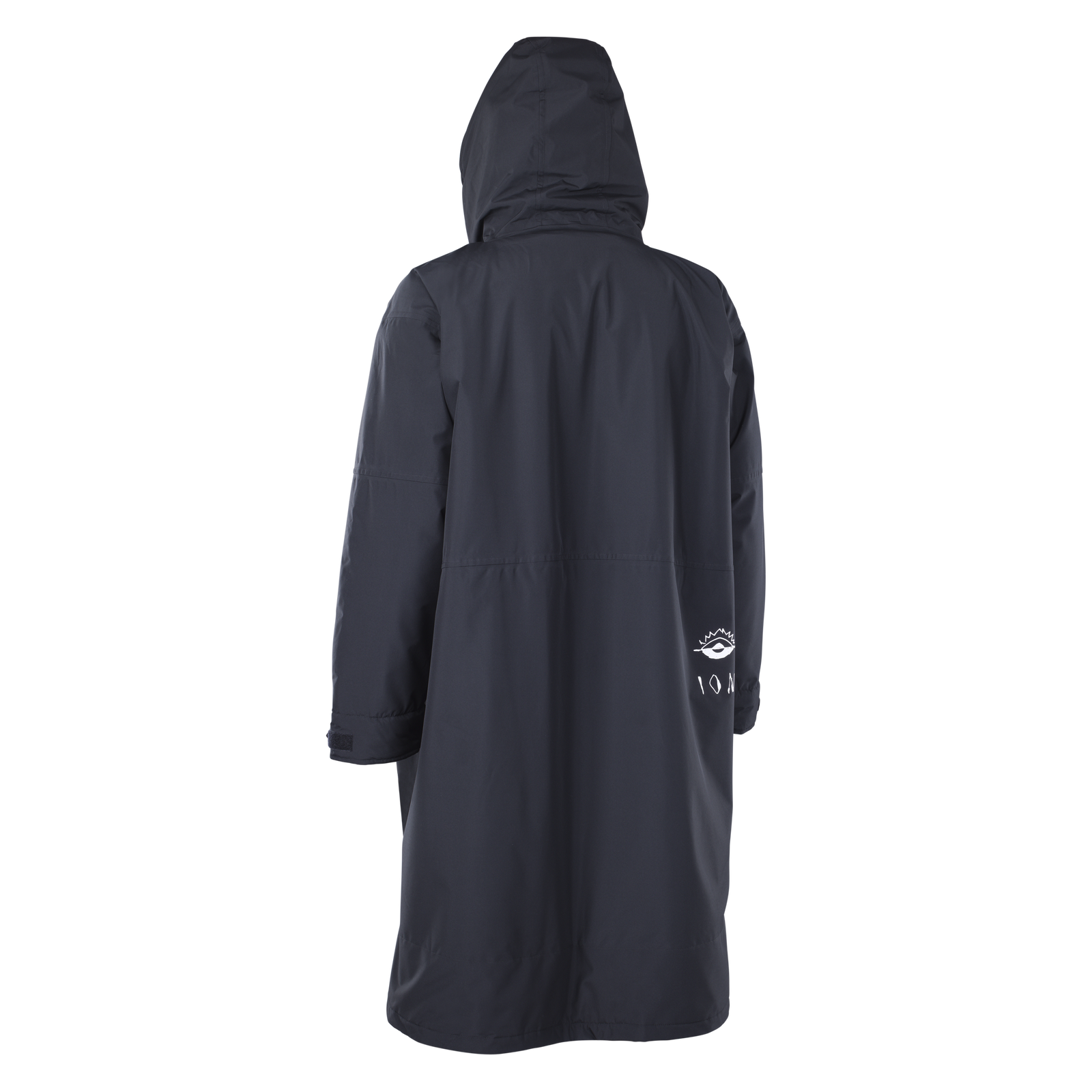 ION Water Jacket Storm Coat unisex in black – back view, water-repellent and breathable
