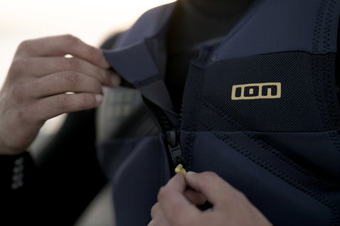 ION Vector Vest Amp impact vest front zip detail in dark navy