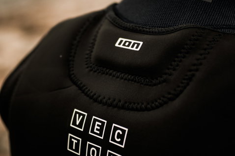 ION Vector Core front-zip impact vest men in black, back view showing padded zones