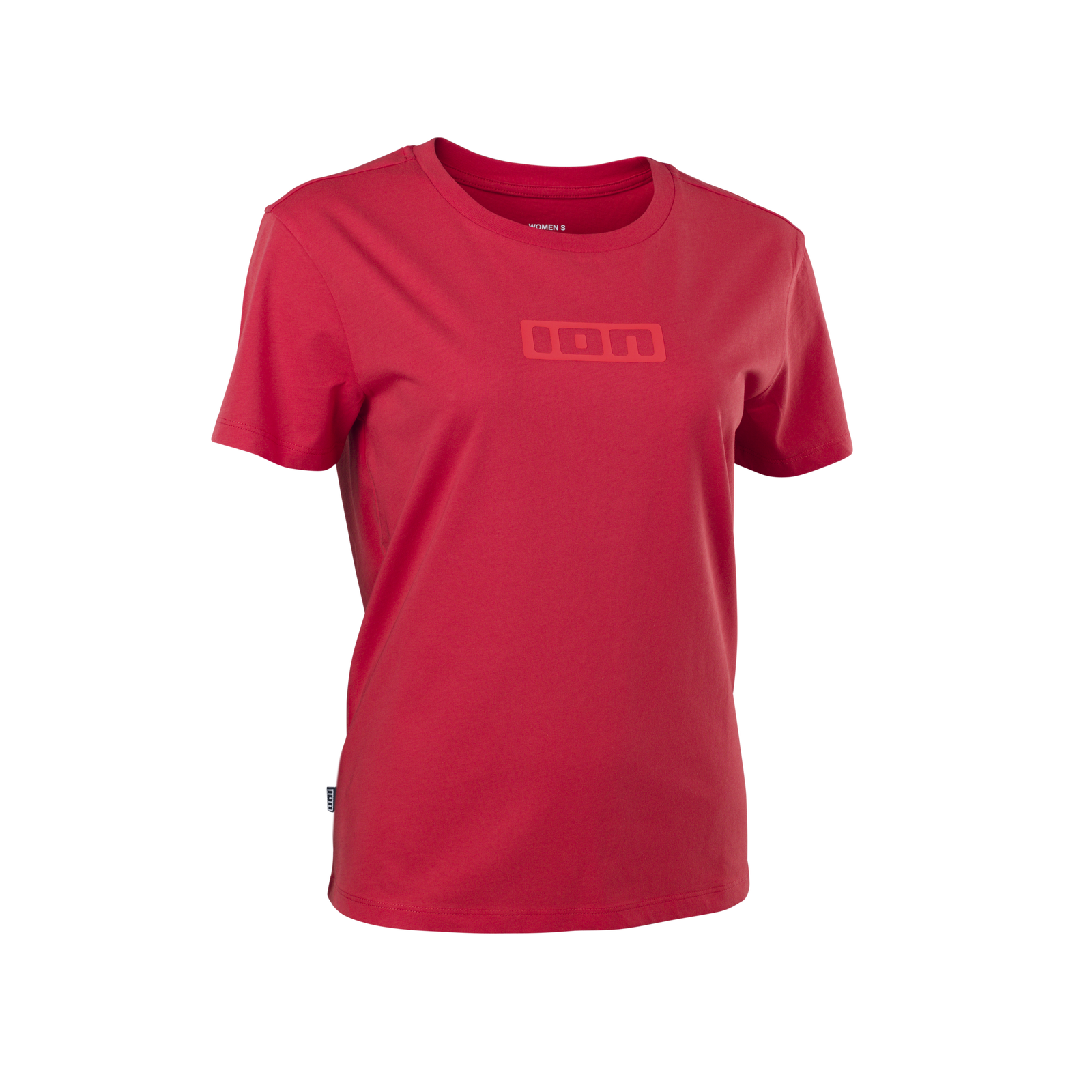 ION Ionic women's short sleeve tee in crimson red with 3D logo