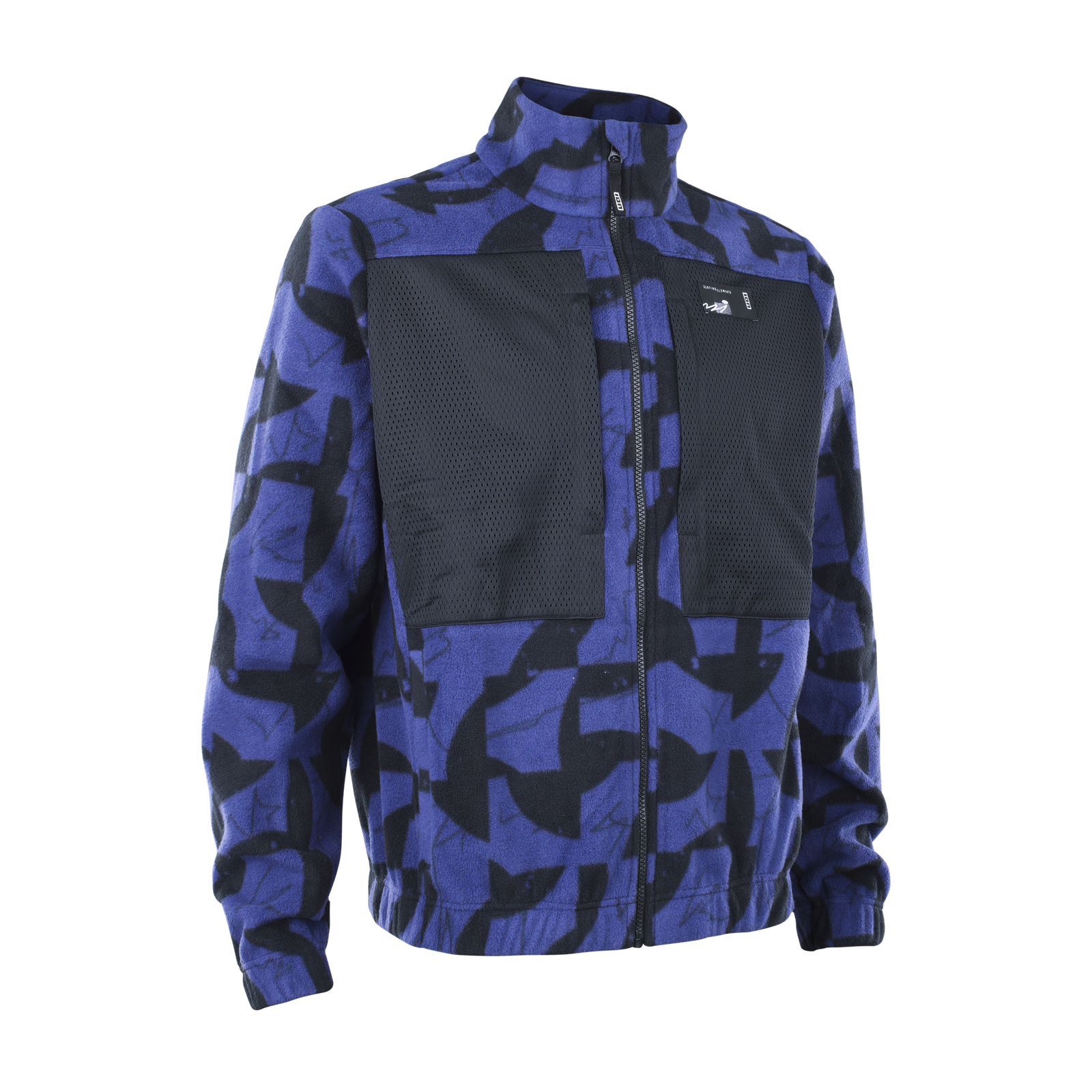ION HD Fleece unisex jacket in dark navy with abstract print and mesh chest panel