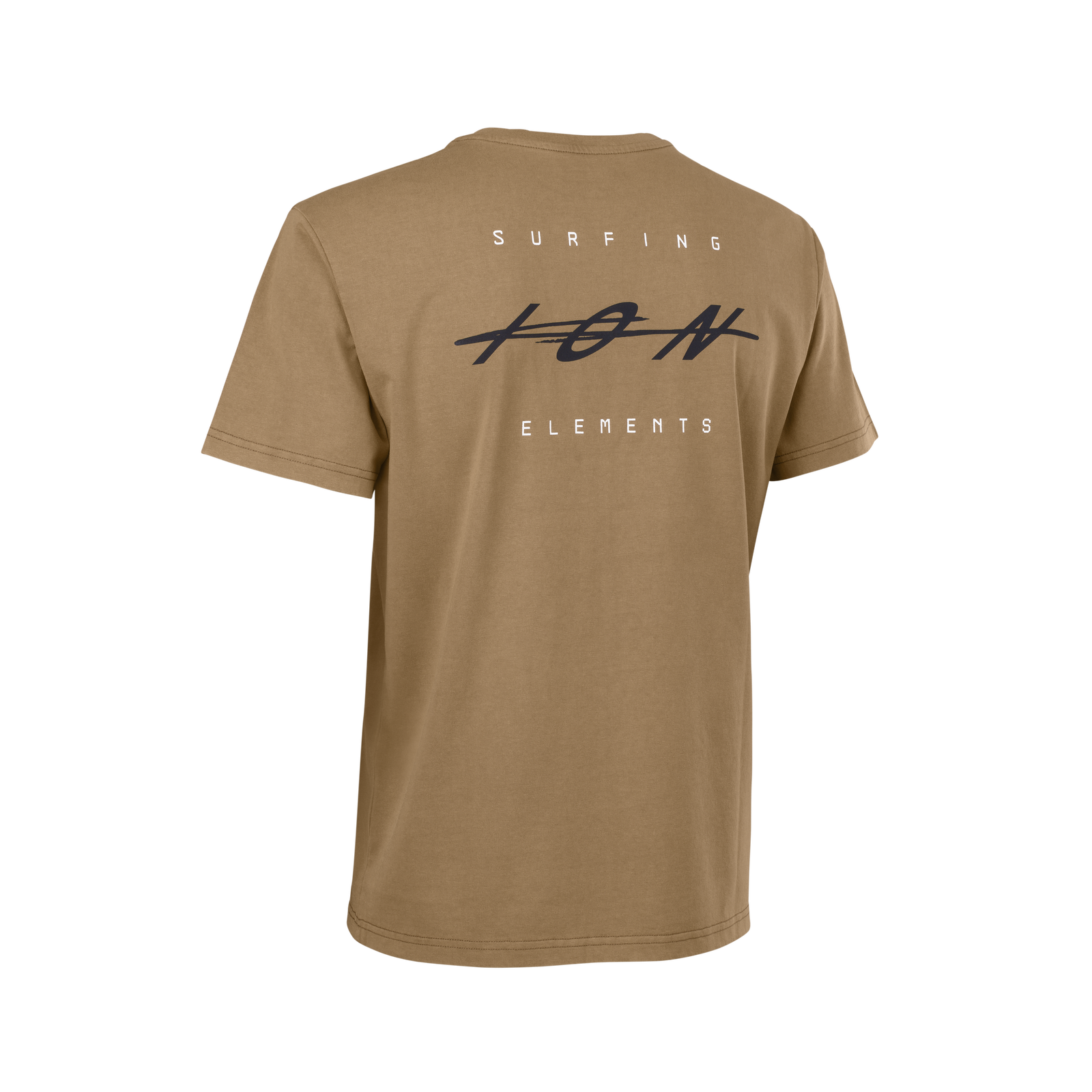 ION Mood short-sleeve men's t-shirt in caramel tan with ION Surfing Elements back graphic