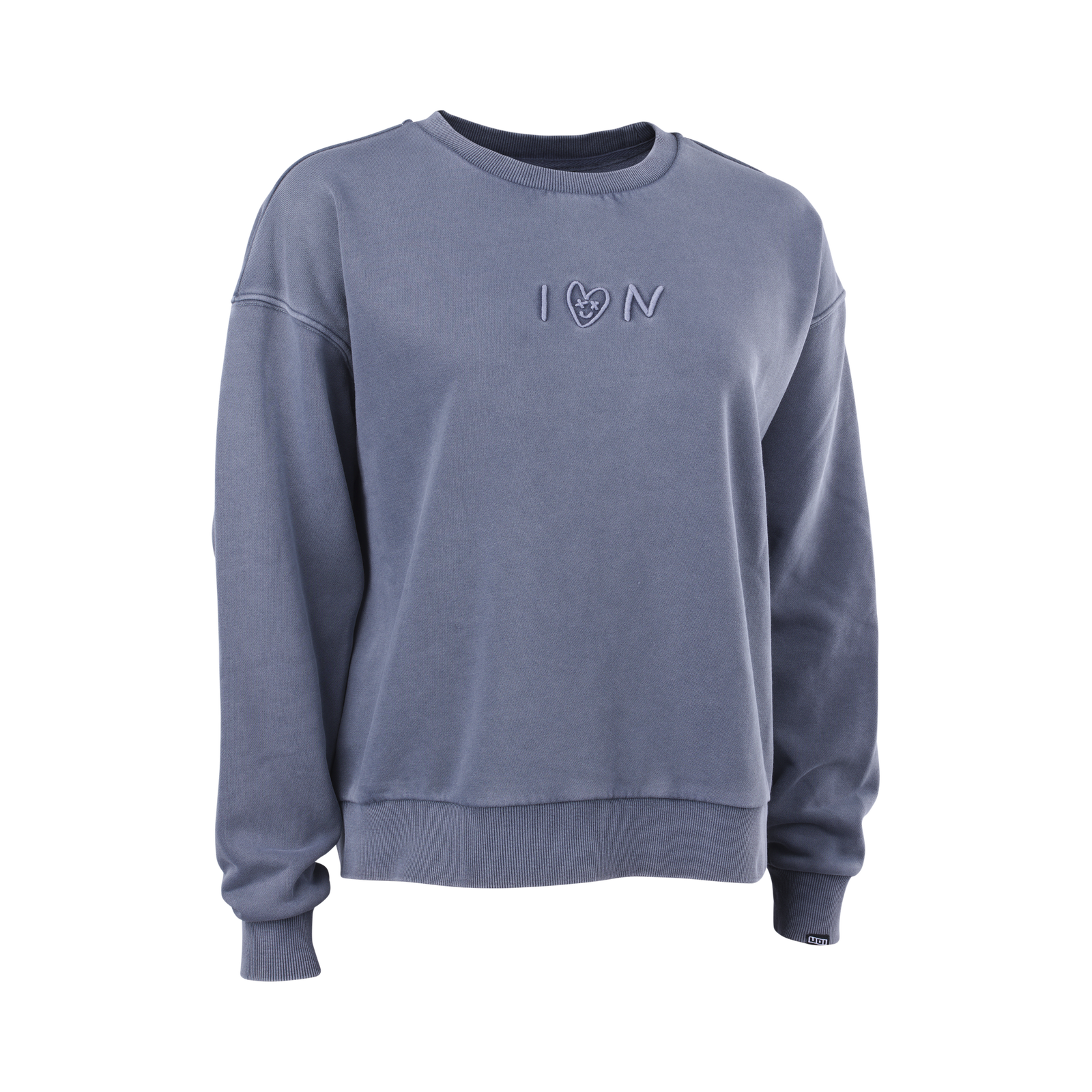 Felpa donna ION Water Mood in blu ardesia con girocollo e logo tono su tono