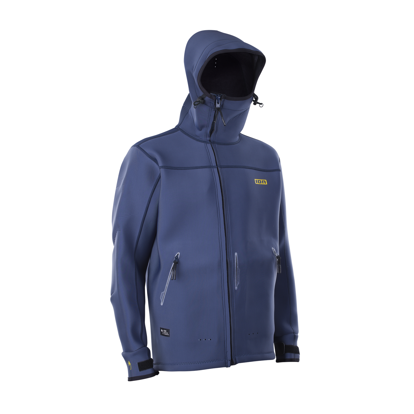 ION Neo Shelter Amp veste néoprène homme en bleu ardoise avec capuche et fermeture éclair intégrale