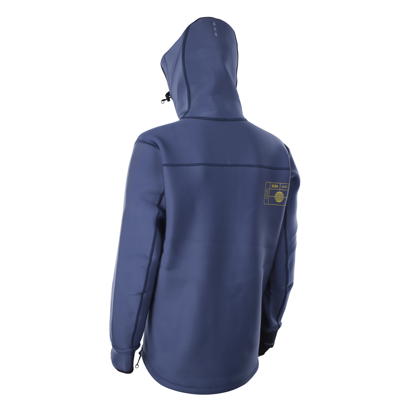 Veste néoprène ION Neo Shelter Amp homme en bleu ardoise à capuche, vue de dos