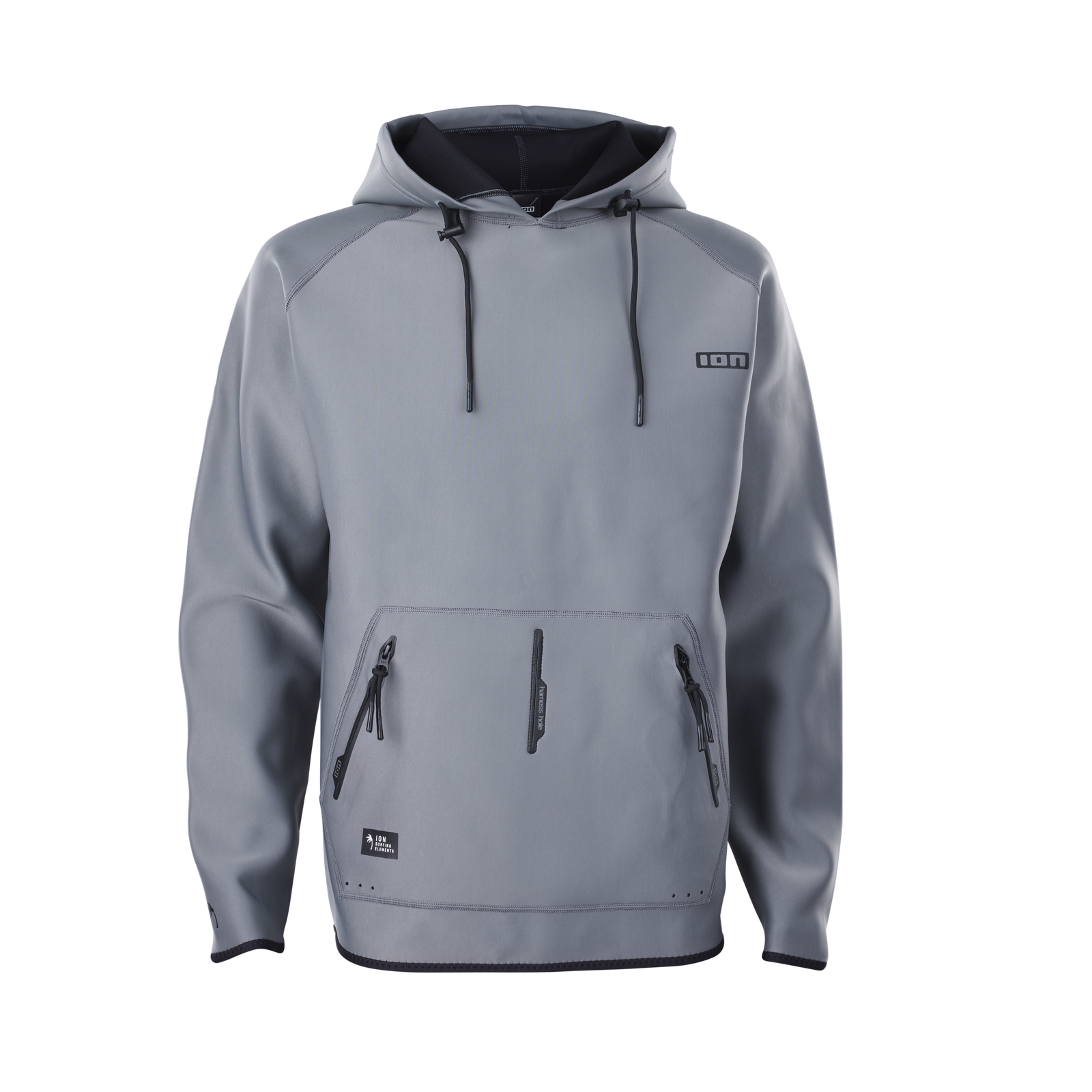 ION Neo Hoody Lite men neoprene hoody in steel grey with adjustable hood and zip pockets