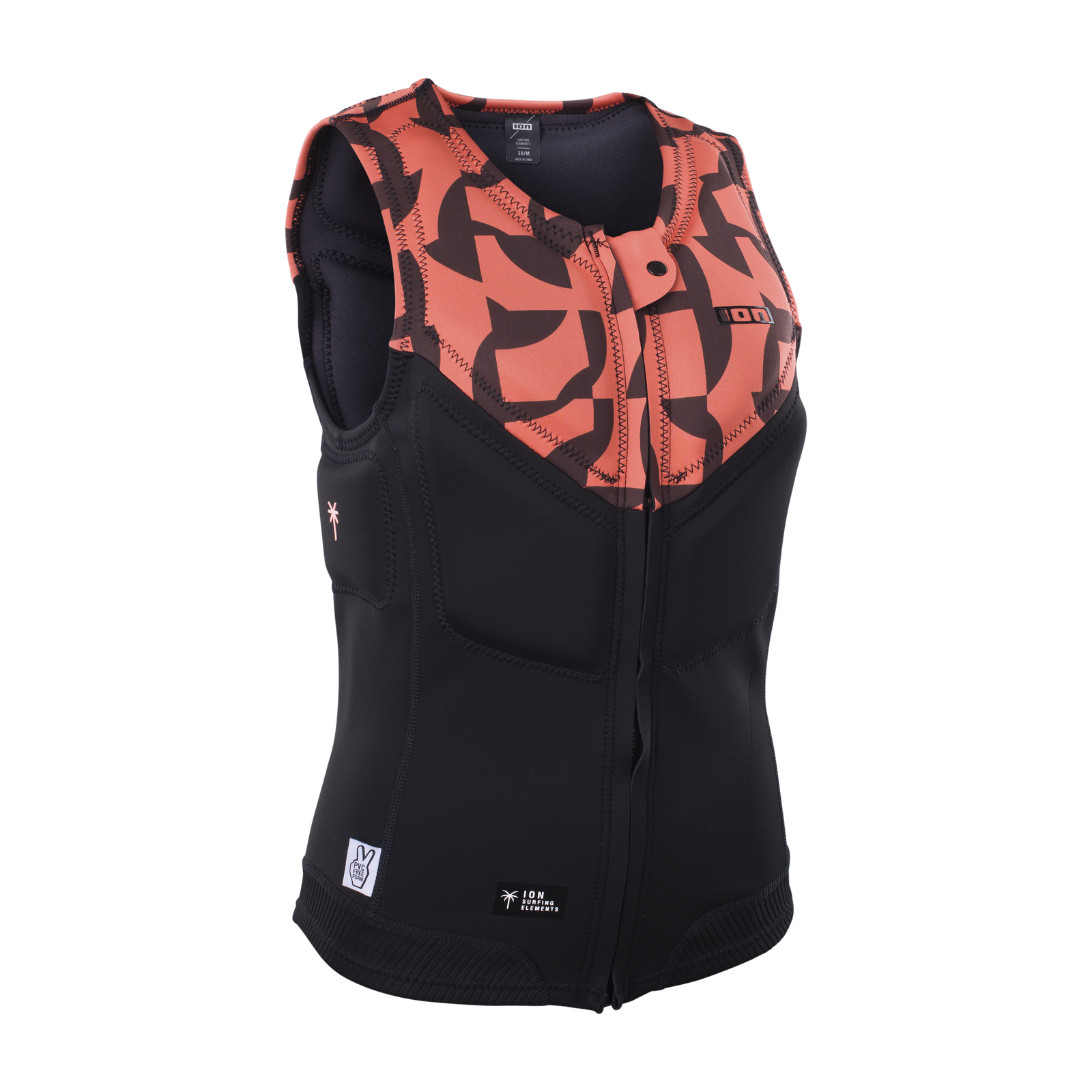 ION Ivy Impact Vest Front Zip Damen in schwarz und koralle