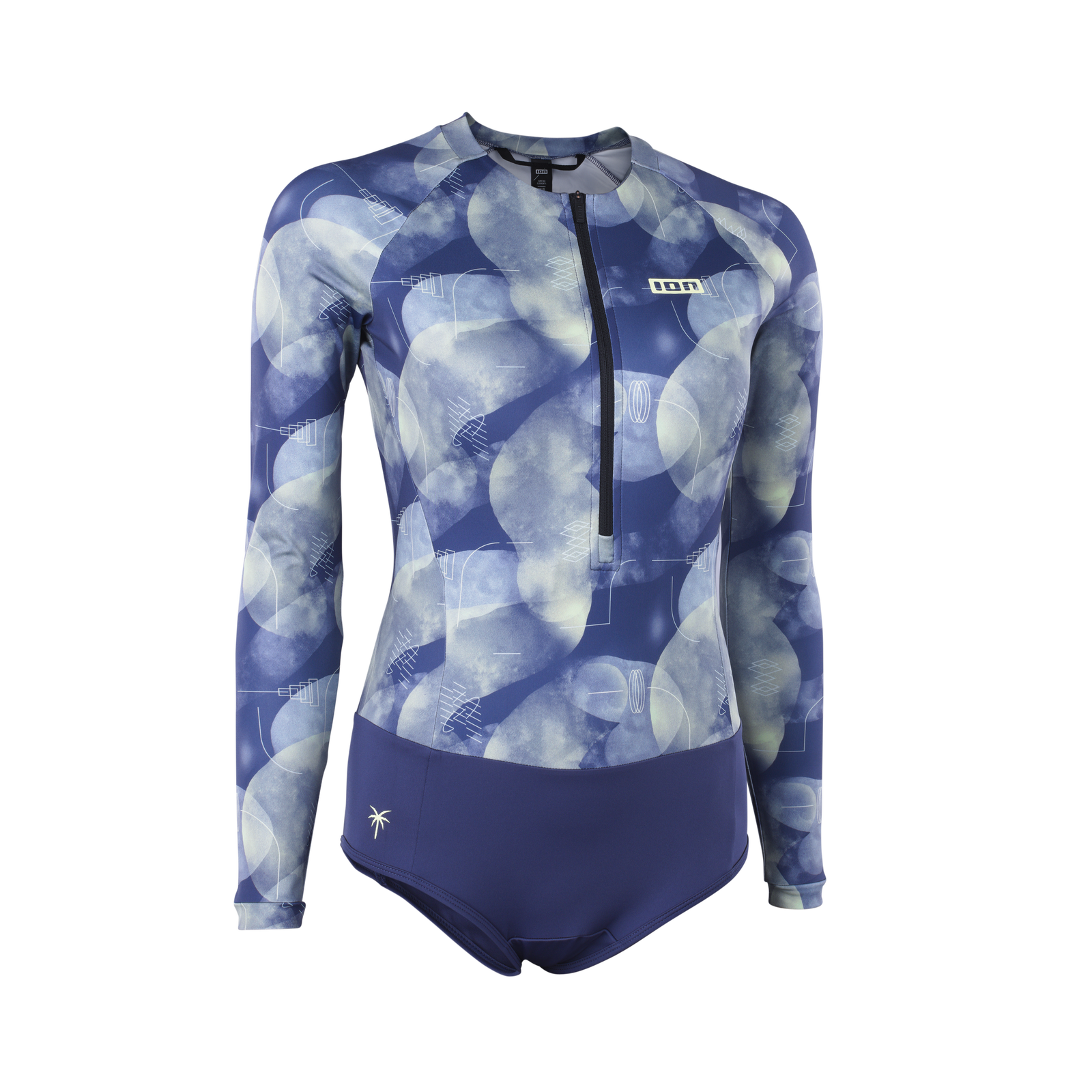ION Water Bottom Swimsuit LS combinaison de bain manches longues femme en bleu marine imprimé abstrait