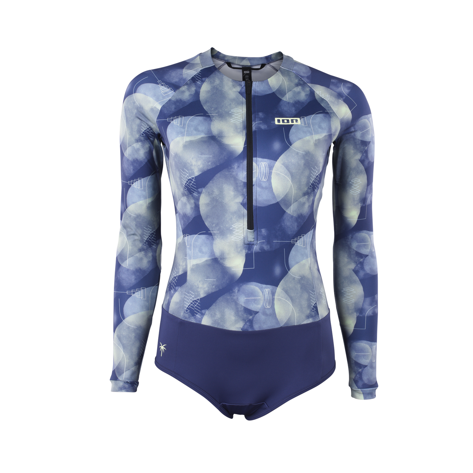 ION Water Bottom Swimsuit LS maillot de bain femme manches longues en bleu marine à imprimé abstrait