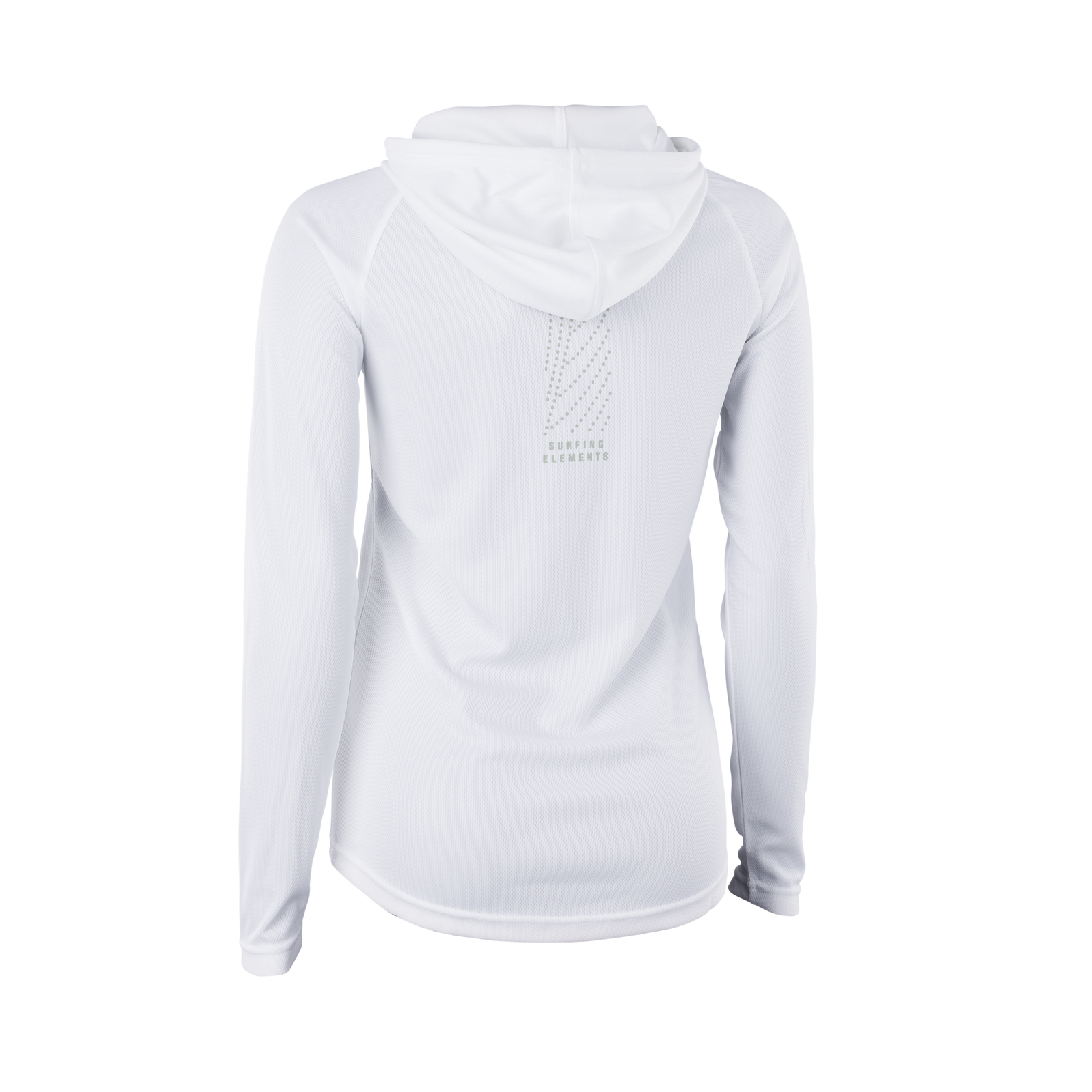 ION Water Wetshirt Hood LS women long sleeve hoodie in white back view with hood