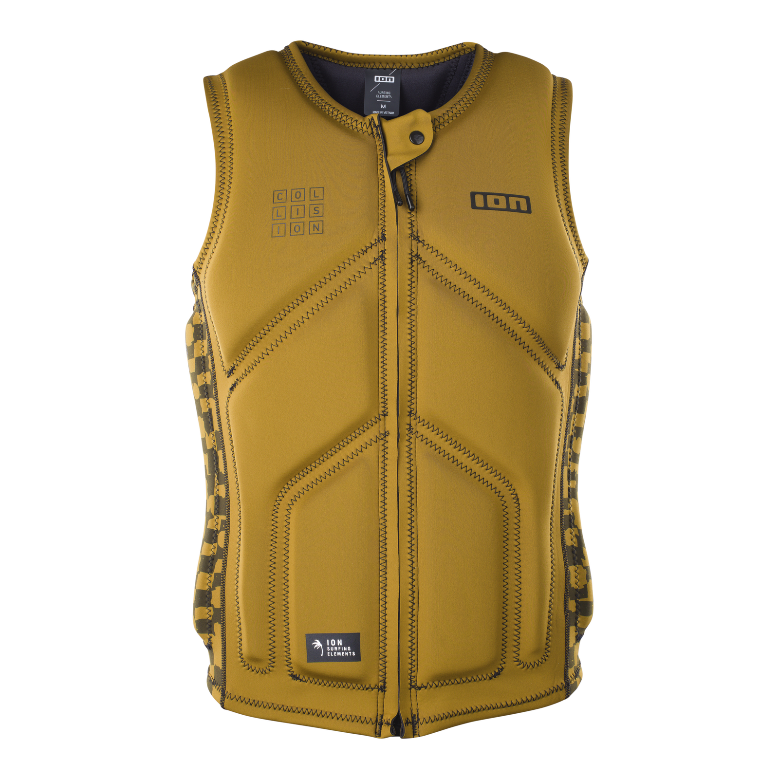 ION Collision Core impact vest front zip men in olive gold