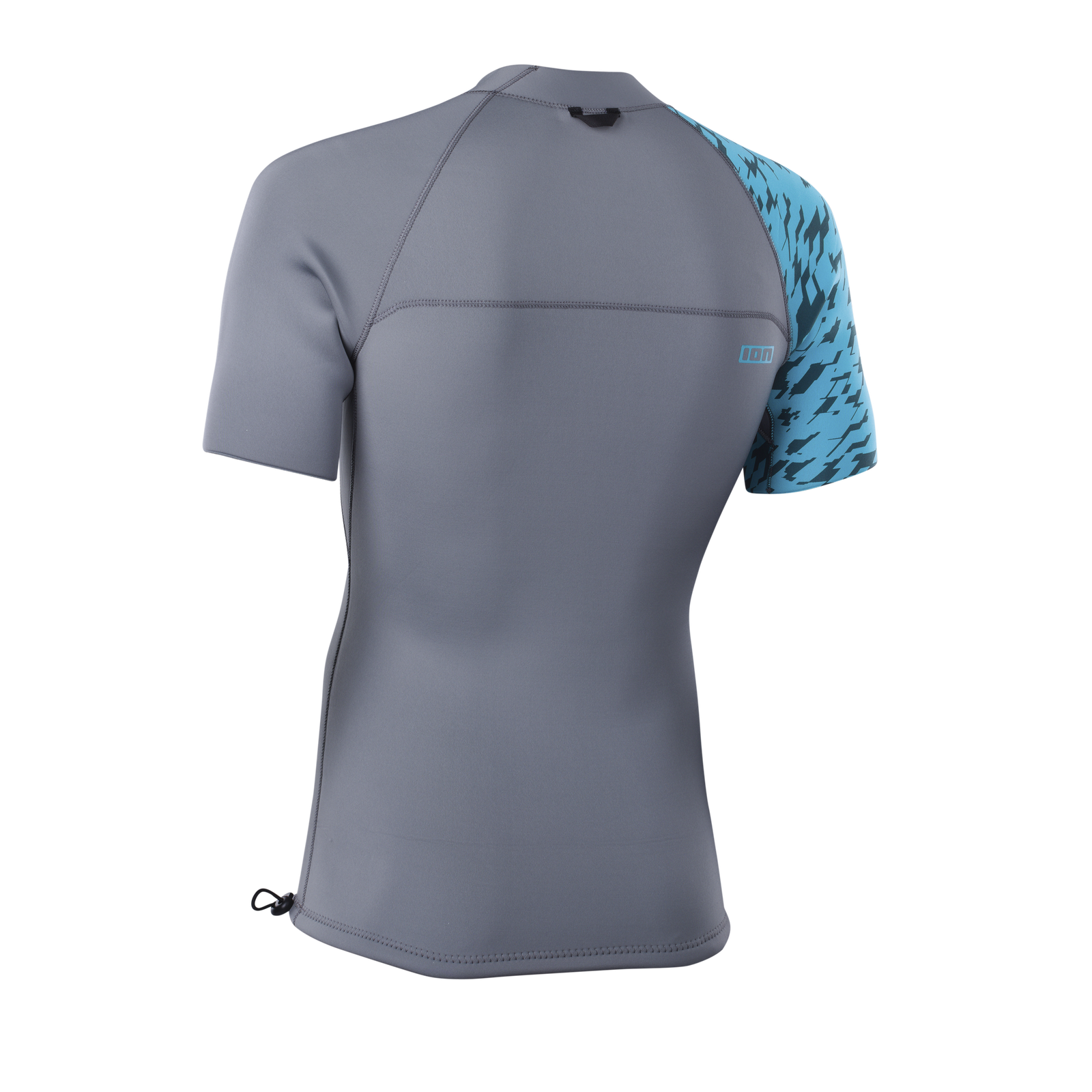 ION Neo Top 2/2 Kurzarm Neopren-Top Herren in grau und cyan, Rückenansicht