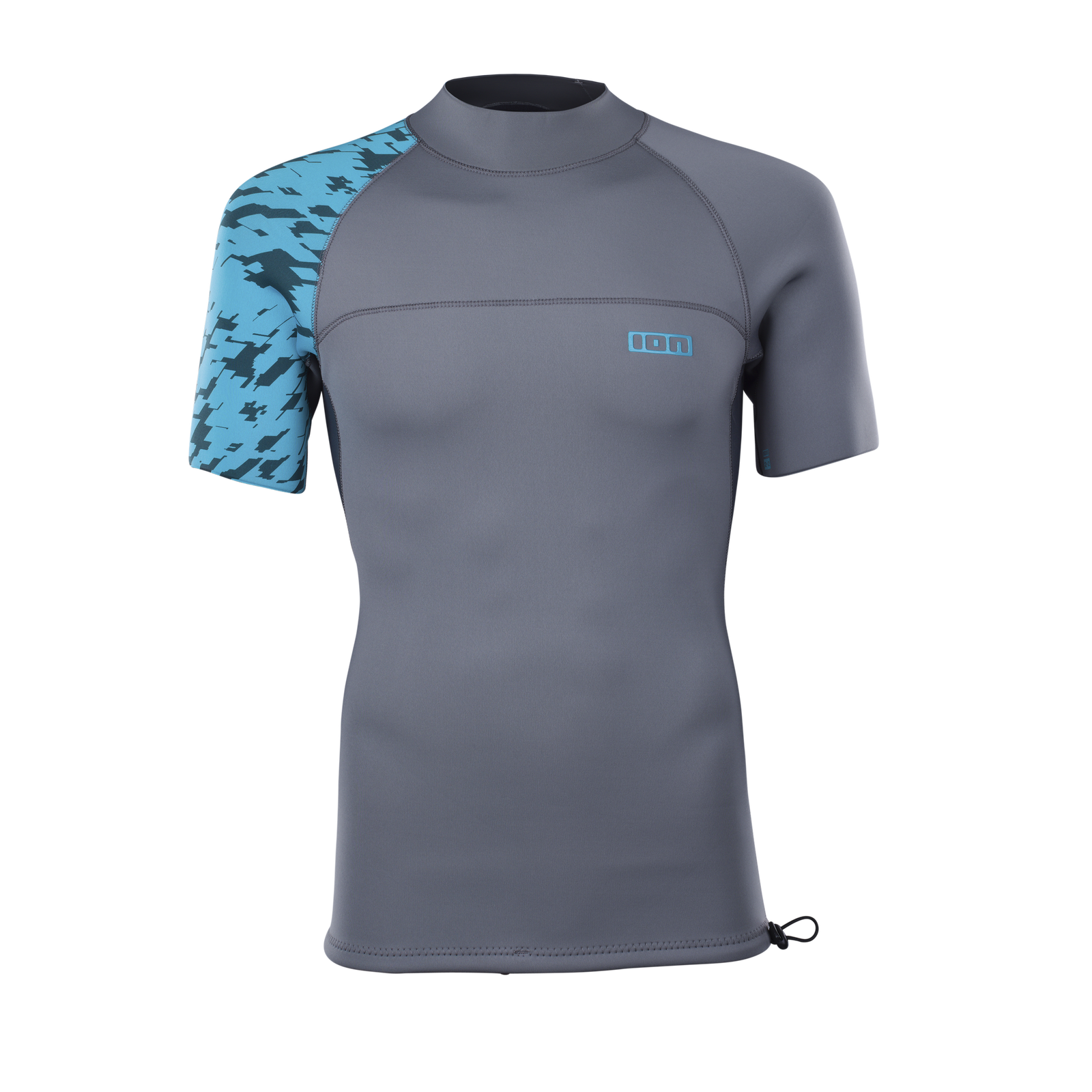 ION Neo Top 2/2 Kurzarm Neoprentop für Herren in schiefergrau und blau mit Camo-Panel