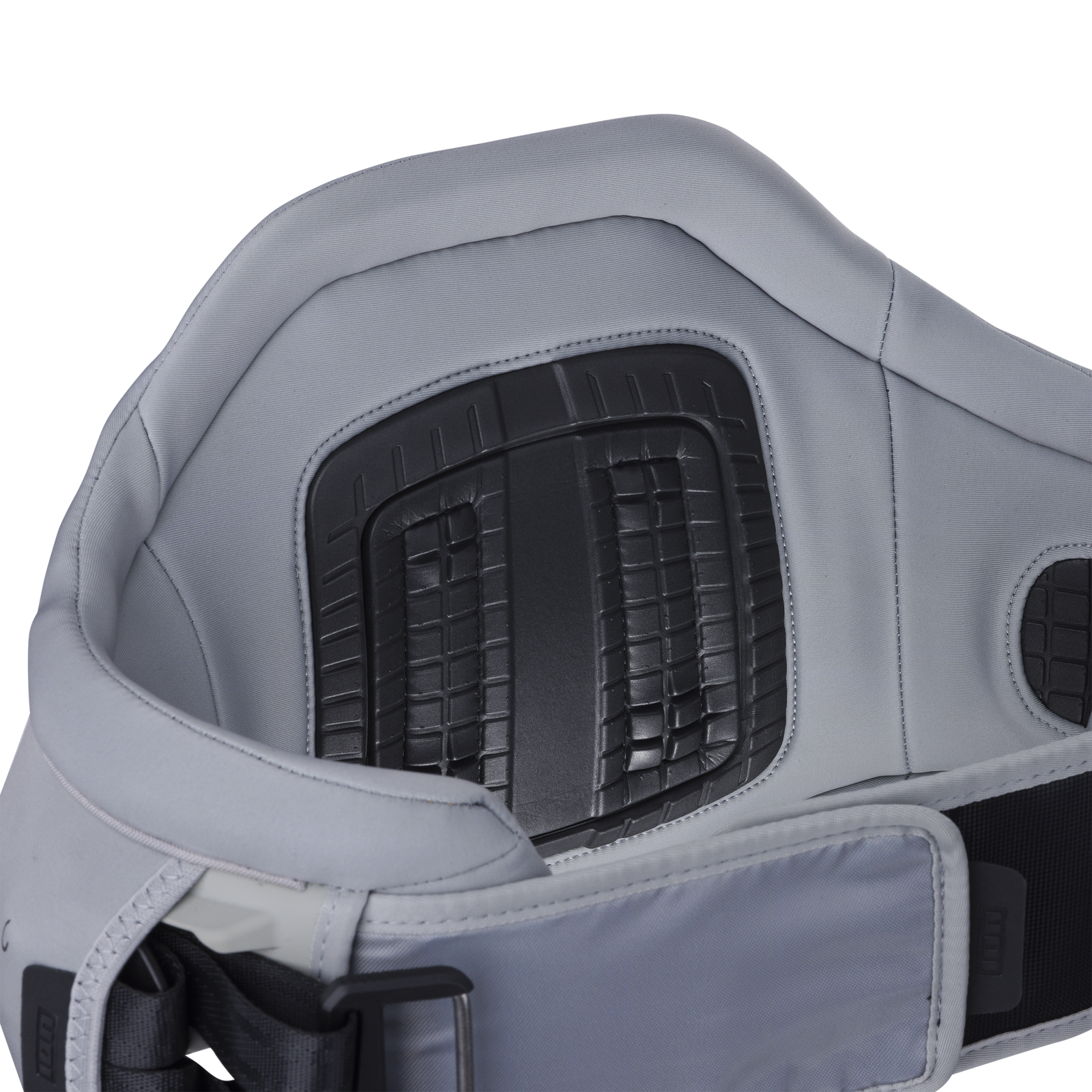 ION Radium waist harness in light grey with hybrid hardshell back plate for windsurfing