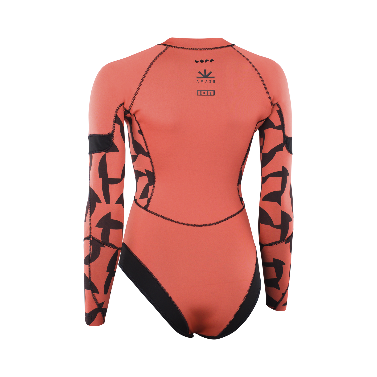 ION Amaze 1.5mm front-zip long-sleeve shorty wetsuit in coral and black