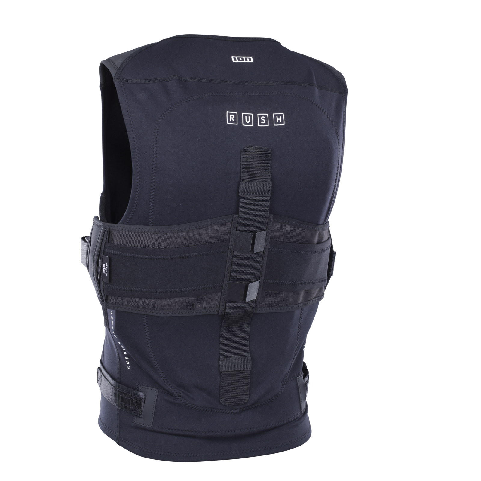 ION Rush wing waist harness in charcoal black with adjustable back strap system