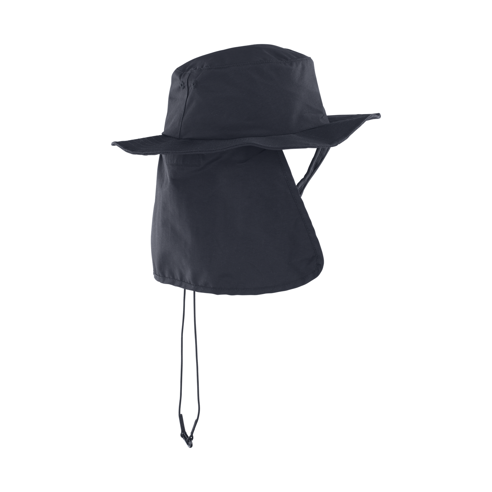 ION Water Beach Hat in black with neck cape, back view