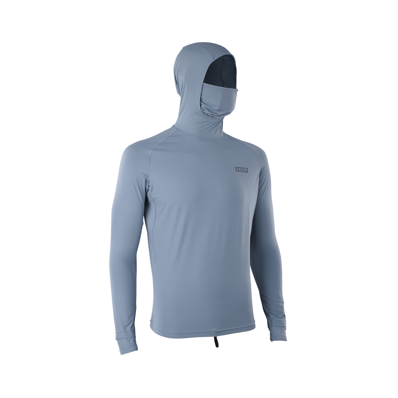 ION Storm Pro LS hooded rashguard men with integrated face mask in slate grey