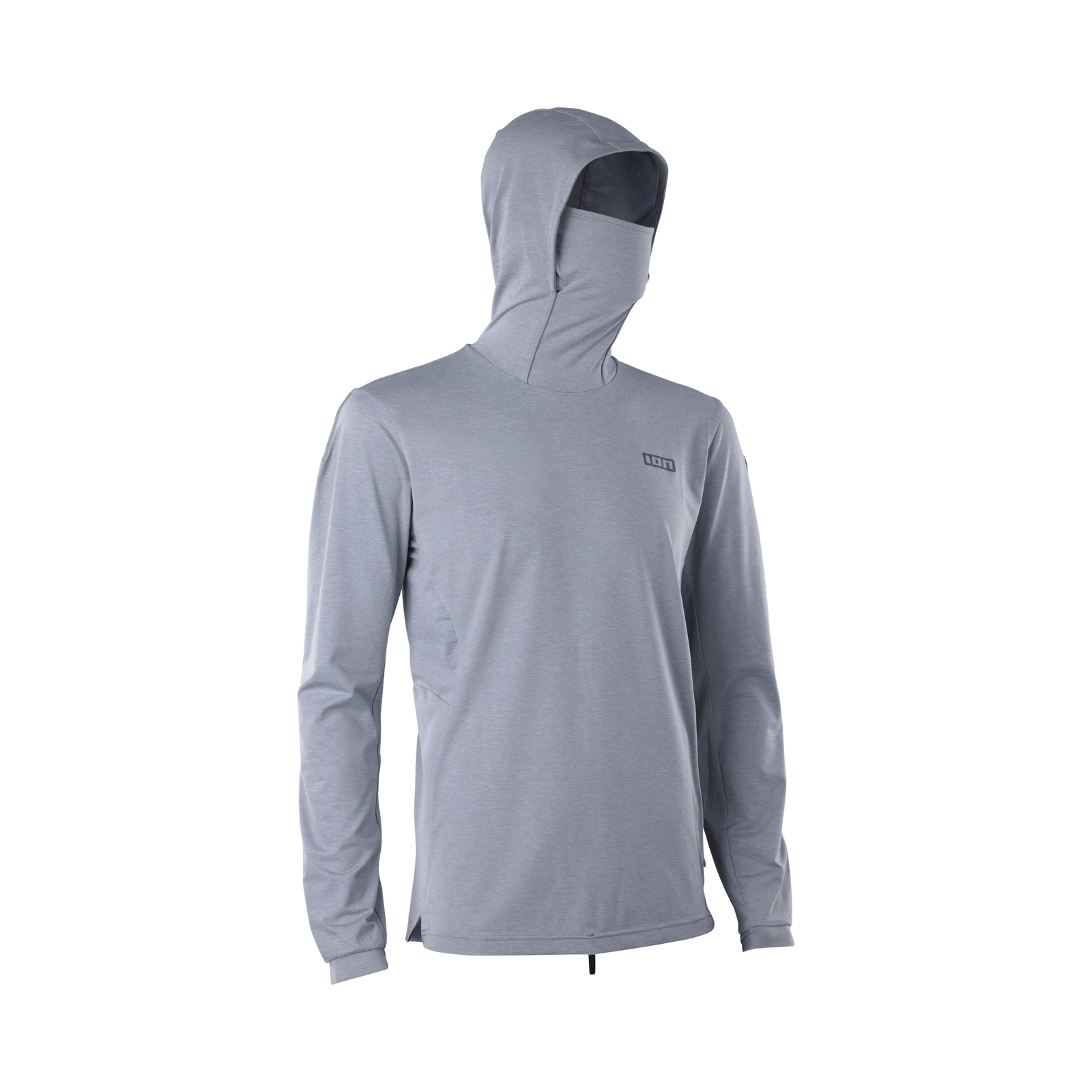 ION Storm Pro long-sleeve hooded wetshirt men in slate grey with integrated face guard UPF 50+